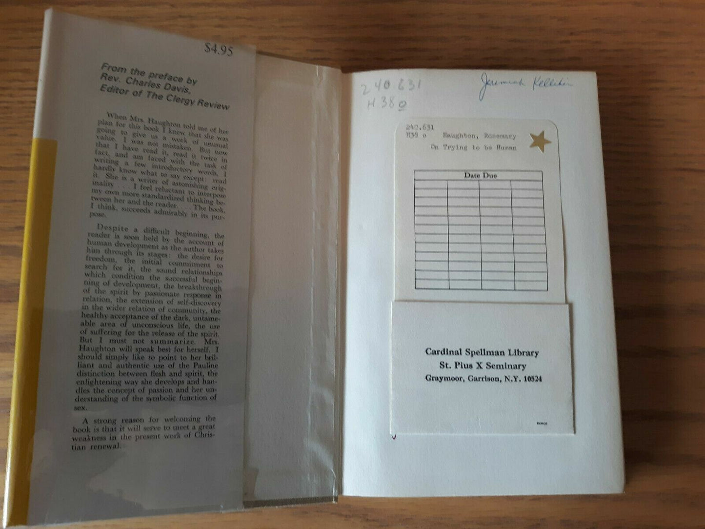 ON TRYING TO BE HUMAN By Rosemary Haughton - 1966, Catholic 1st Edition