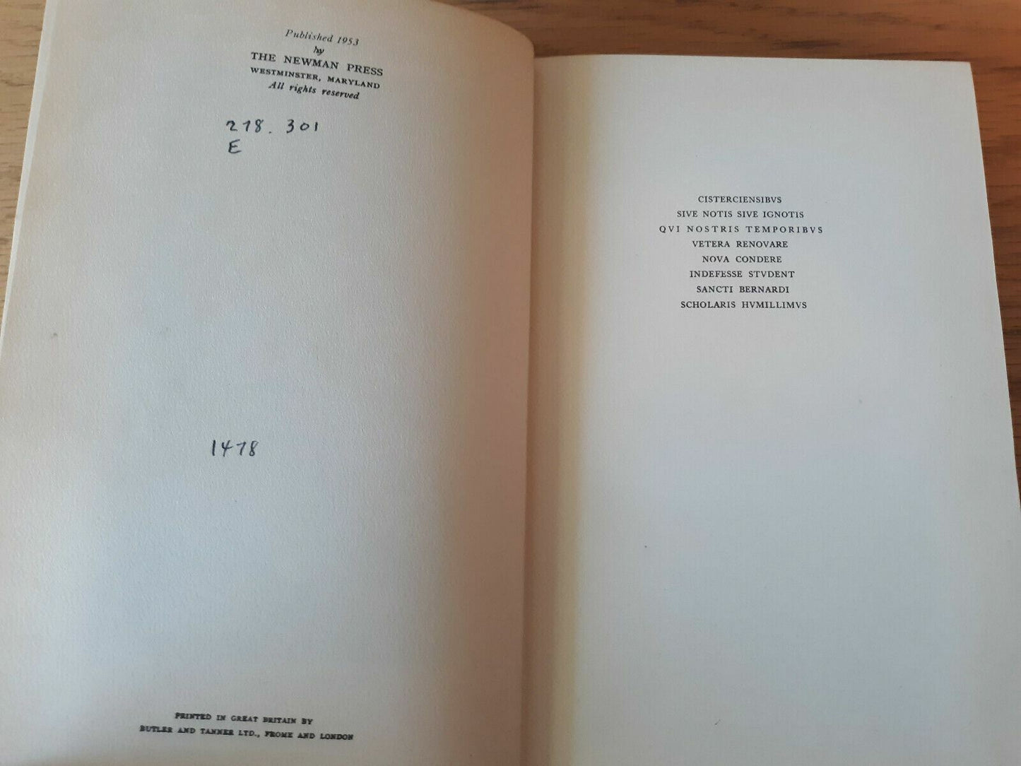 1953 Saint Bernard Of Clairvaux Watkin Williams Hardcover The Newman Press