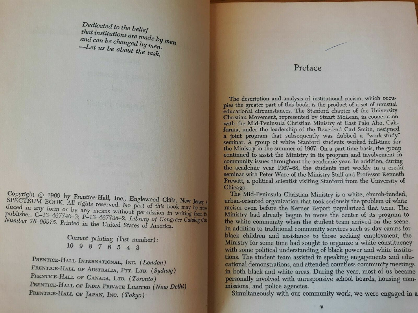 1969 Institutional Racism in America Edited by Knowles and Prewitt
