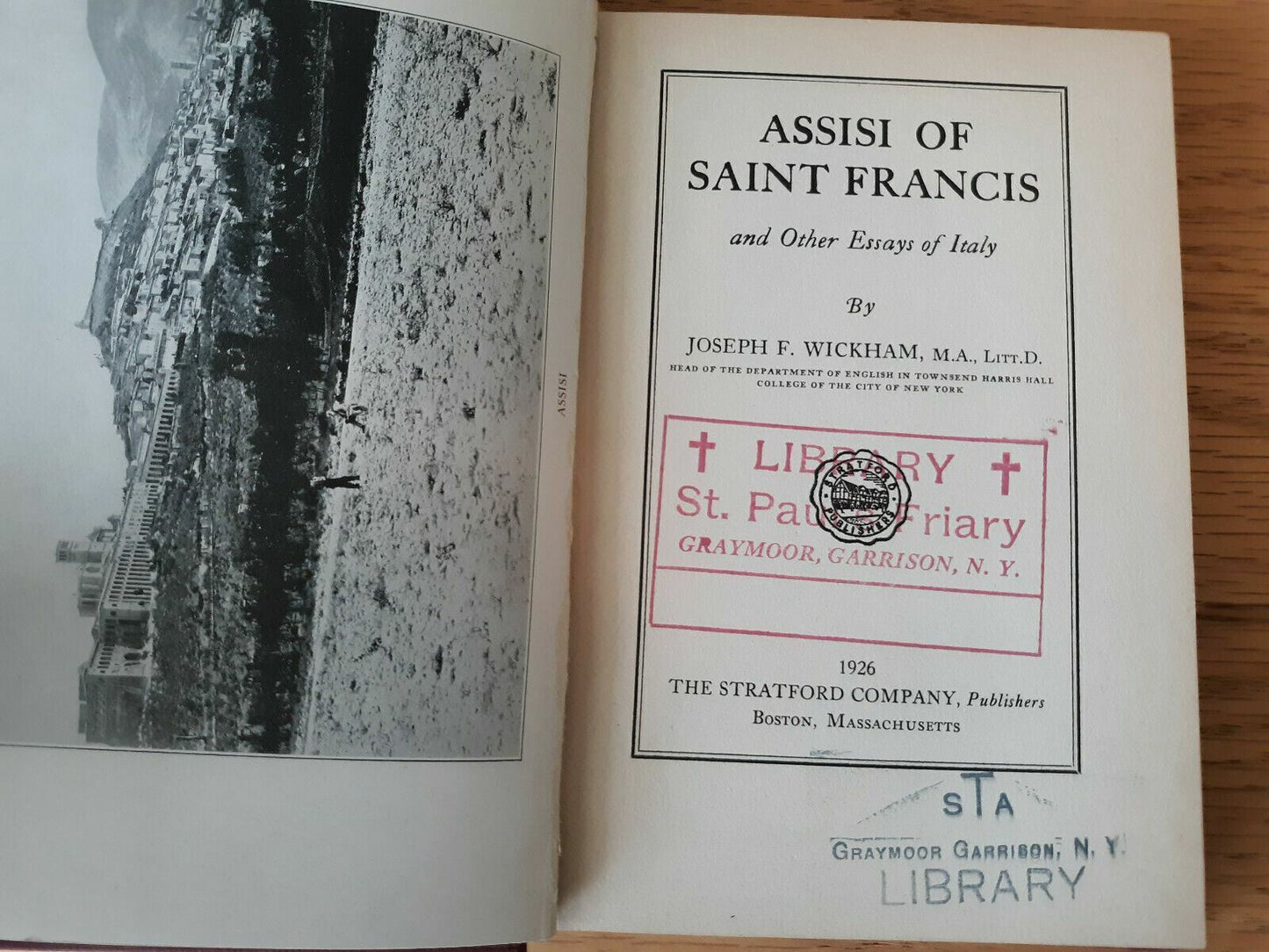 1926 Assisi Of Saint Francis And Other Essays Of Italy Joseph Wickham
