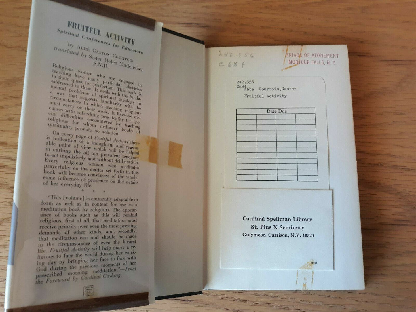 Fruitful Activity, Spiritual Conferences for Educators by Courtois 1962 HC/DJ