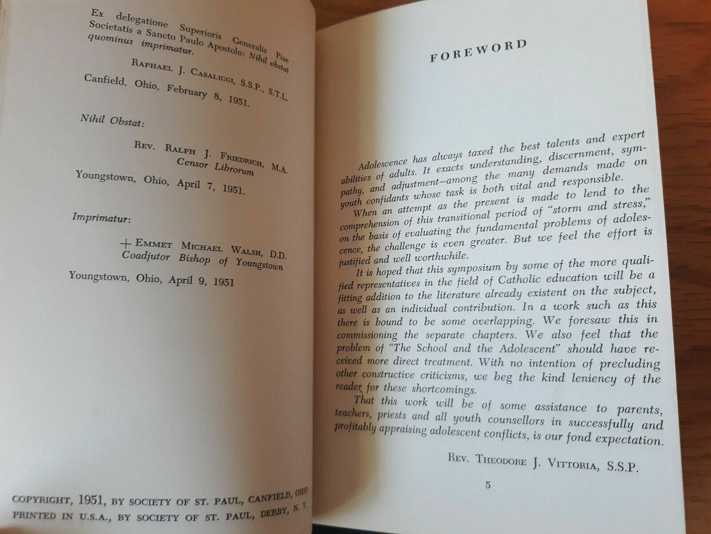 Adolescent Conflicts 1951 Theodore Vittoria 2nd Printing