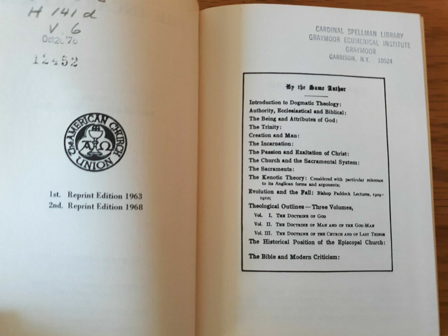 Dogmatic Theology Vol. VI : The Incarnation by Francis J. Hall 1968 Catholic