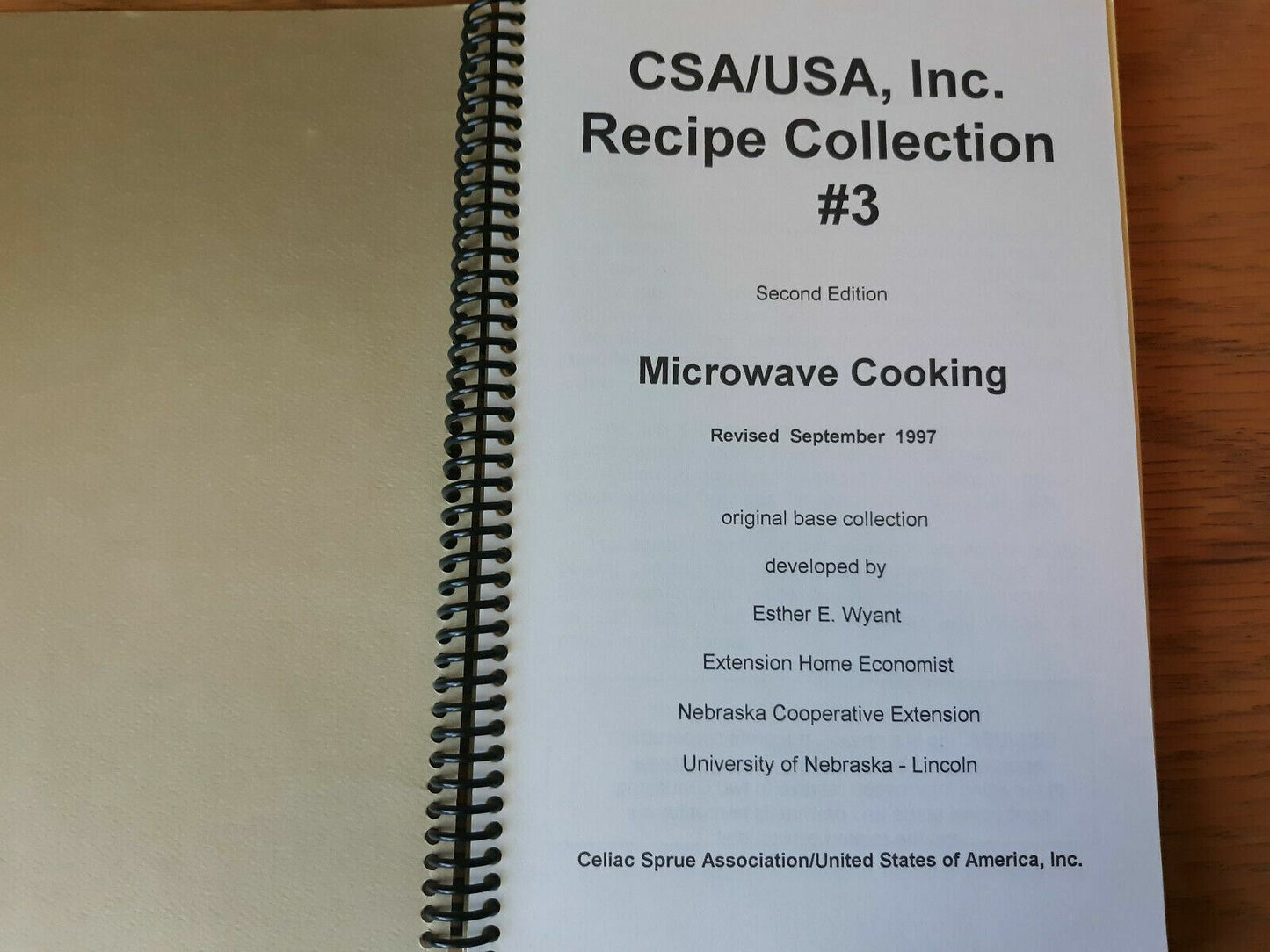 CSA Recipe Collection #3 Microwave Cooking 2nd Edition 1997 Celiac Sprue Associa