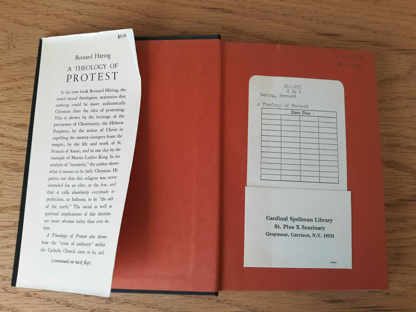 A Theology of Protest by Bernard Haring 1970 First Edition First Printing