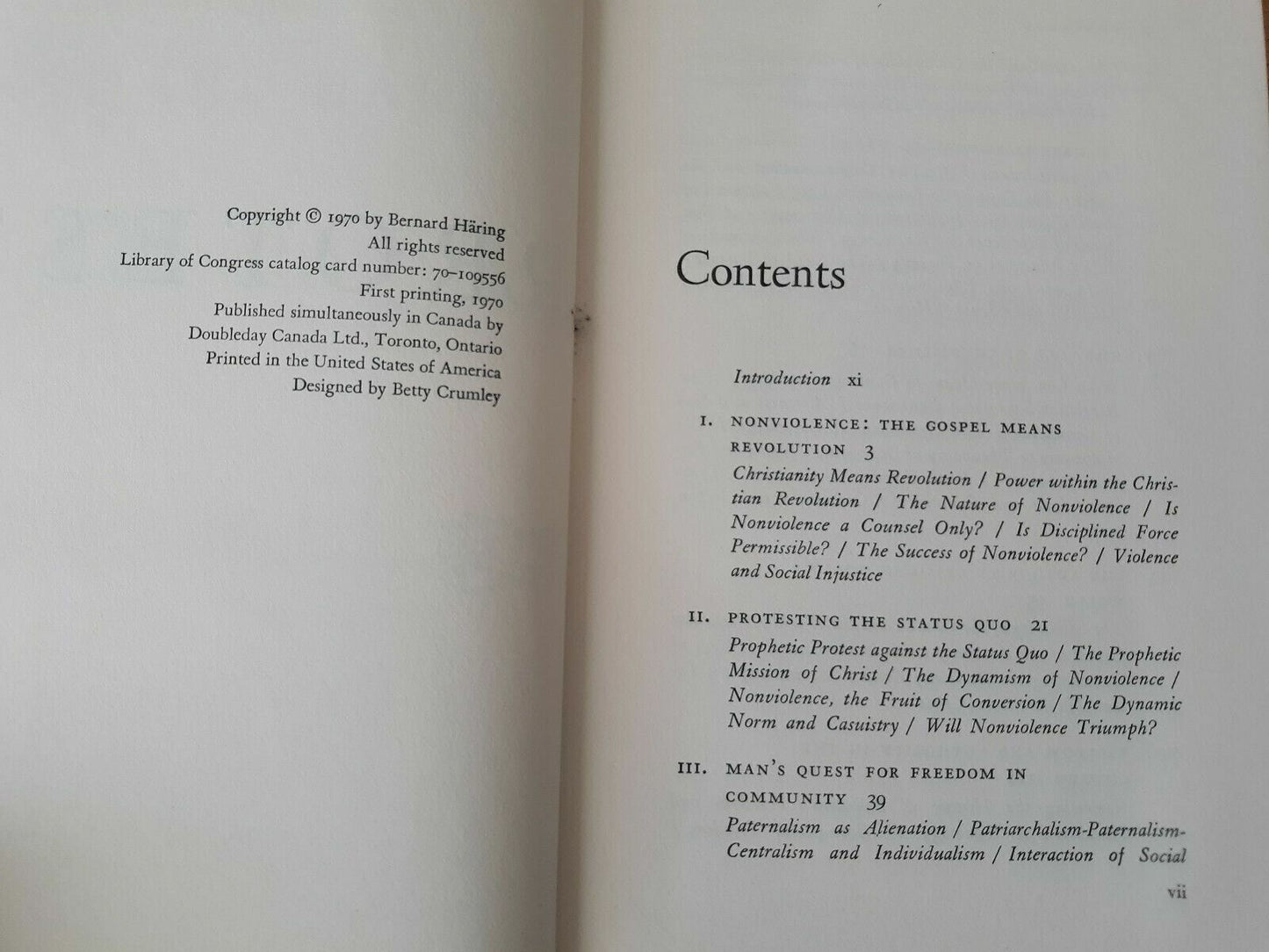 A Theology of Protest by Bernard Haring 1970 First Edition First Printing