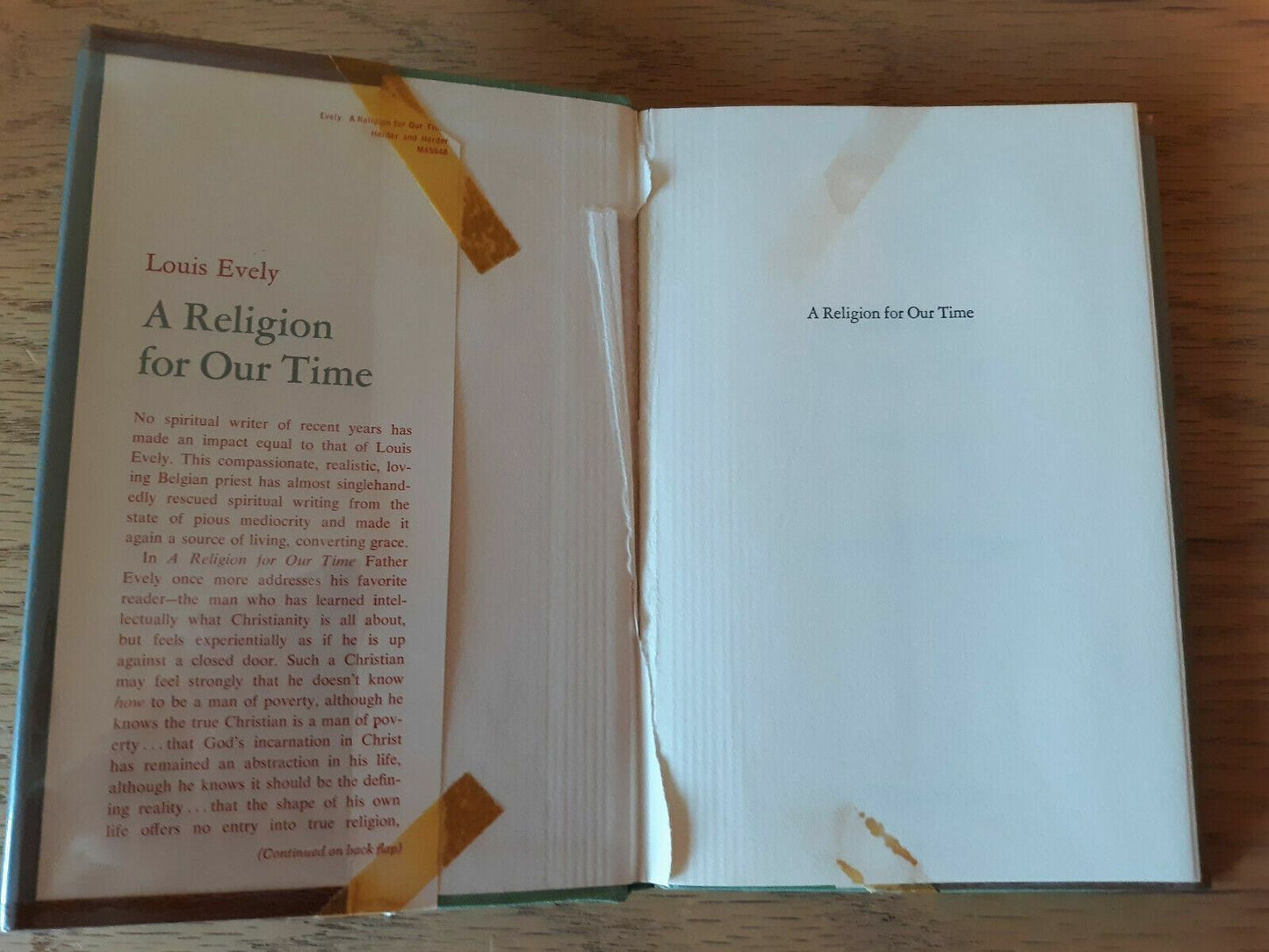 A Religion for Our Time by Louis Evely 1968 Hardcover DJ