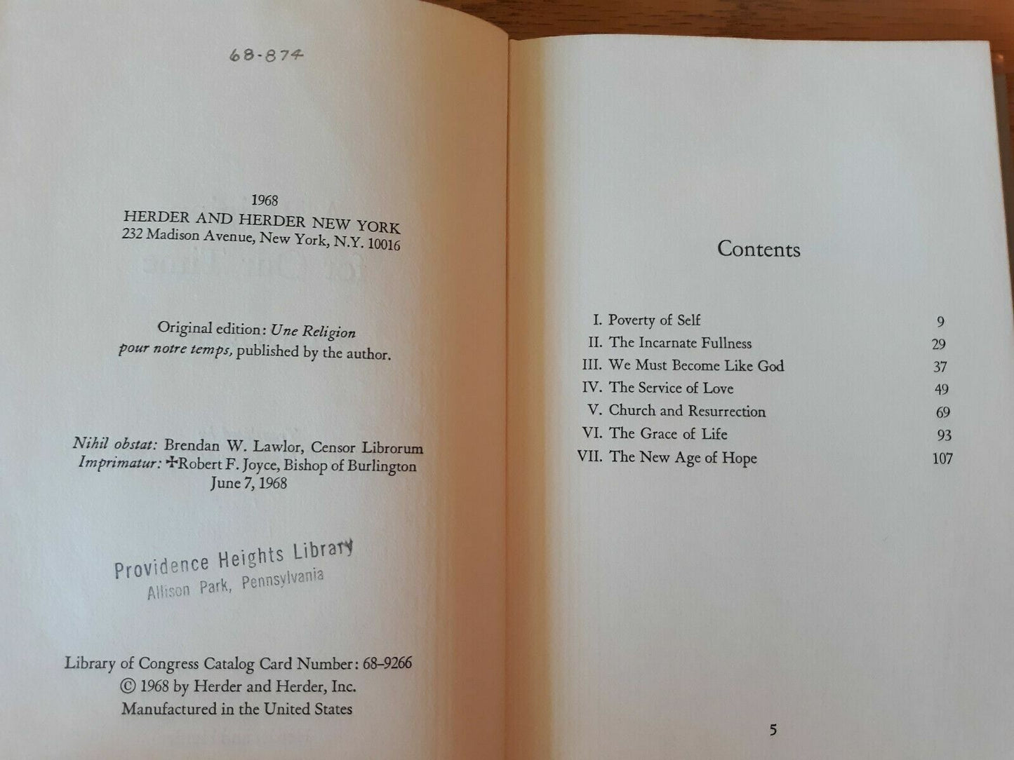 A Religion for Our Time by Louis Evely 1968 Hardcover DJ