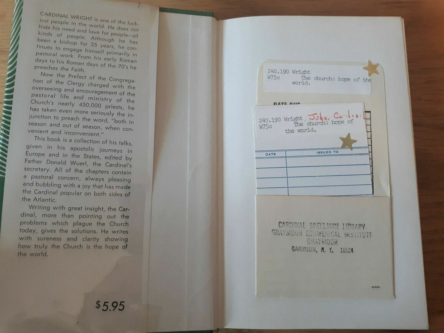 1972 THE CHURCH: HOPE OF THE WORLD 1st Ed by Cardinal John Wright BIBLE Catholic