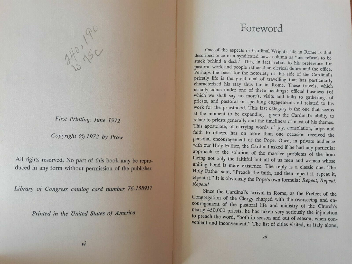 1972 THE CHURCH: HOPE OF THE WORLD 1st Ed by Cardinal John Wright BIBLE Catholic