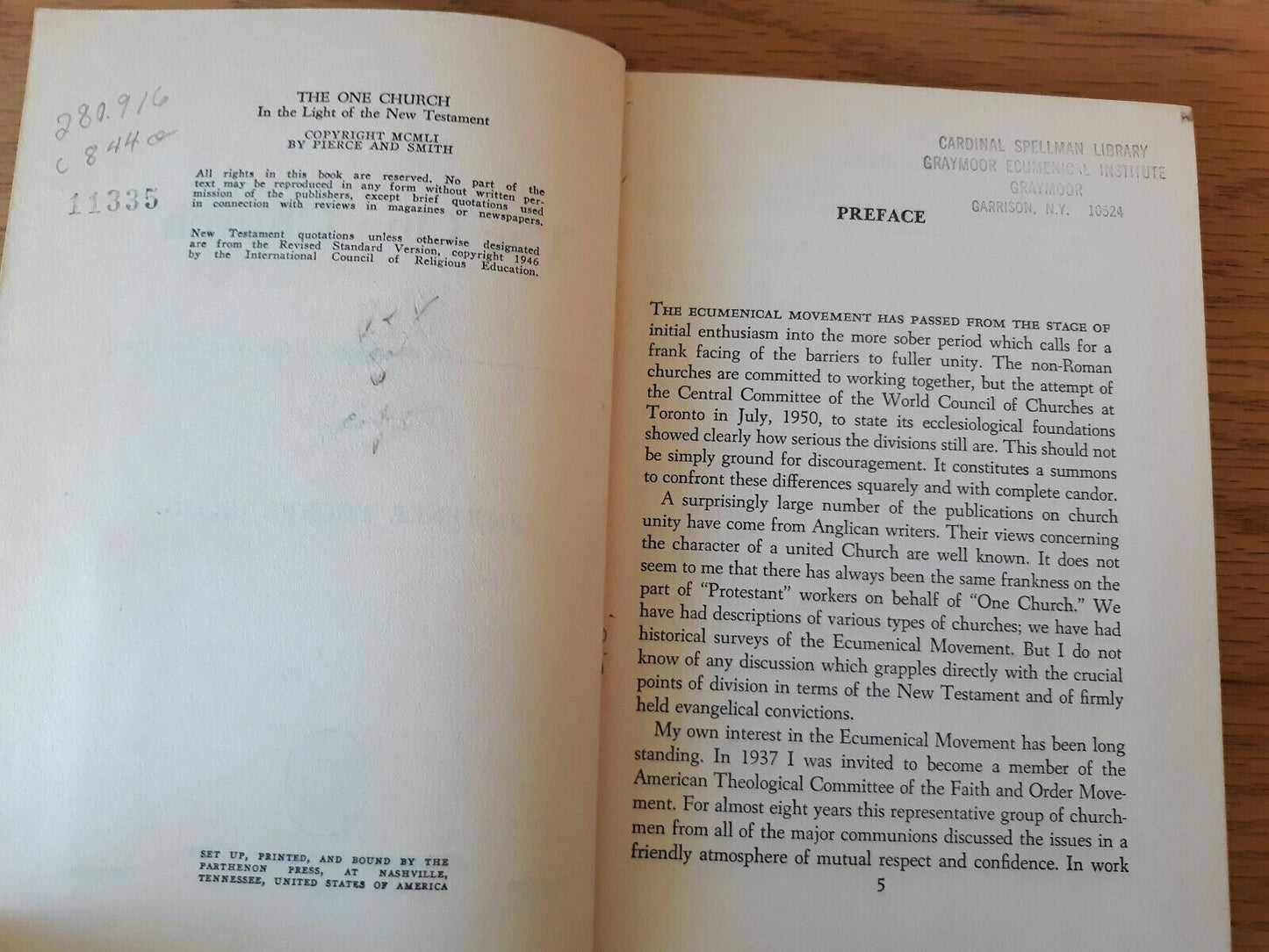 1951 The One Church Clarence Tucker Craig In The Light Of The New Testament HC