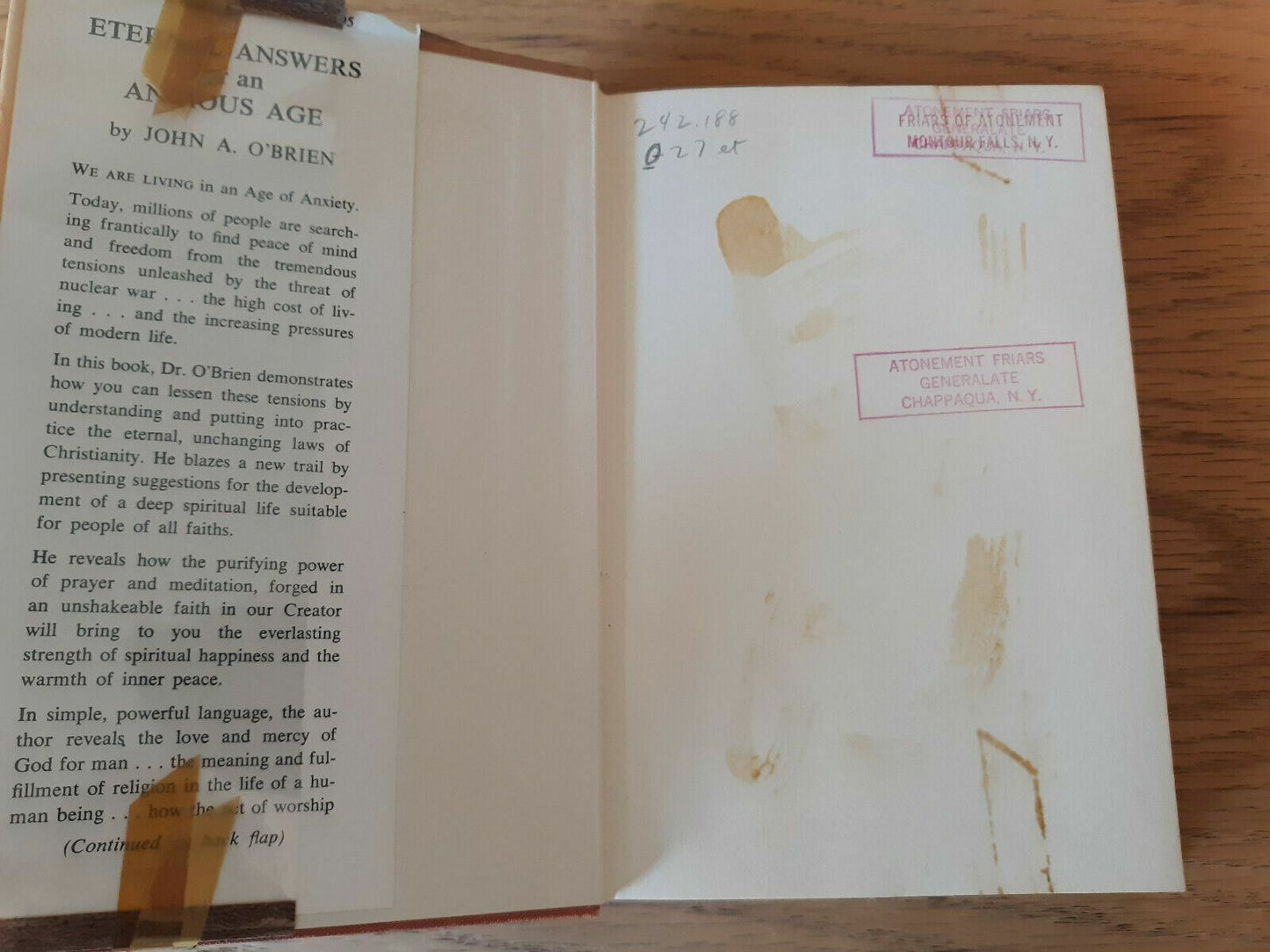 Eternal Answers for an Anxious Age - John A. O'Brien - 1962 HC/DJ