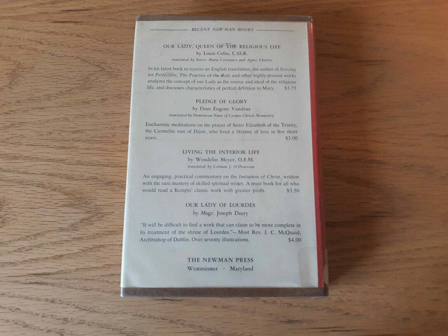 A Father Faber Heritage Selections from the Writings of F. W. Faber 1958 HC/DJ