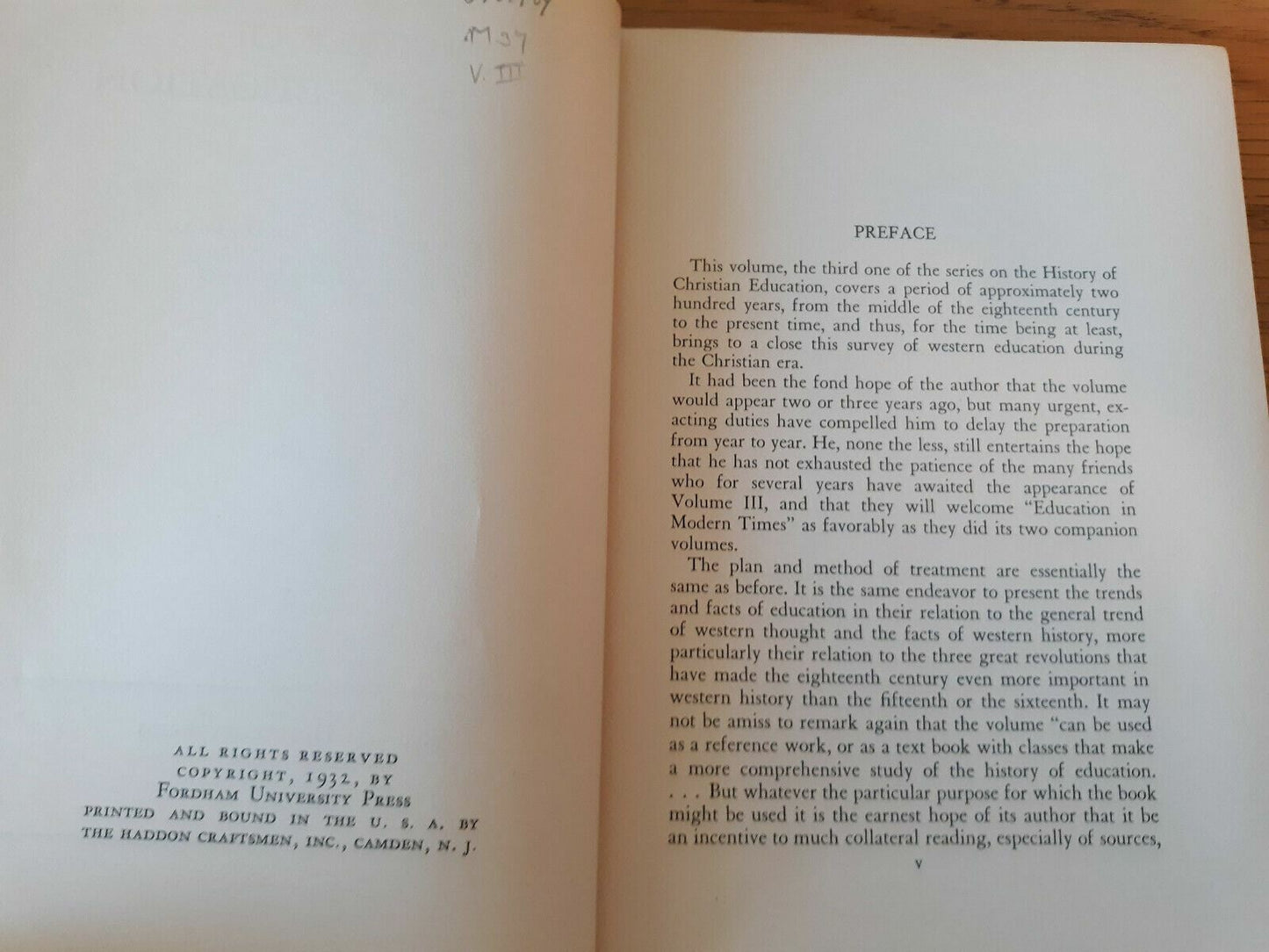 History Of Christian Education, Volume III Hardcover 1932 Perre J. Marique