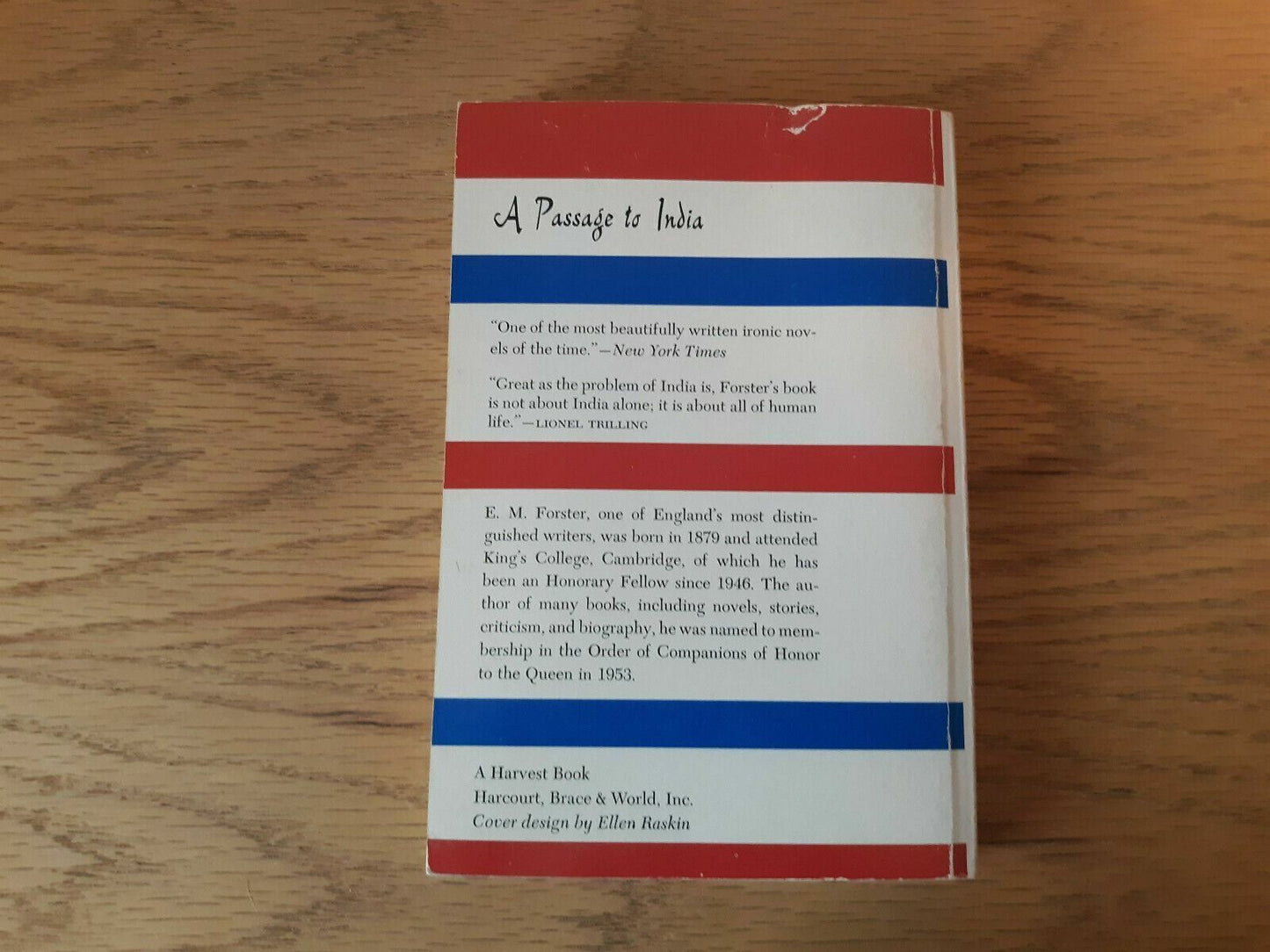 A Passage to India - E.M. Forester 1952 - A Harvest Books. Paperback