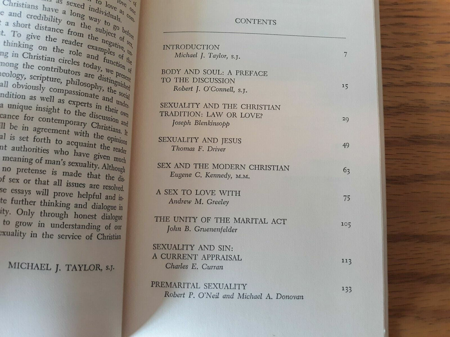 Sex: Thoughts for Contemporary Christians by Taylor, Michael J HC/DJ 1972
