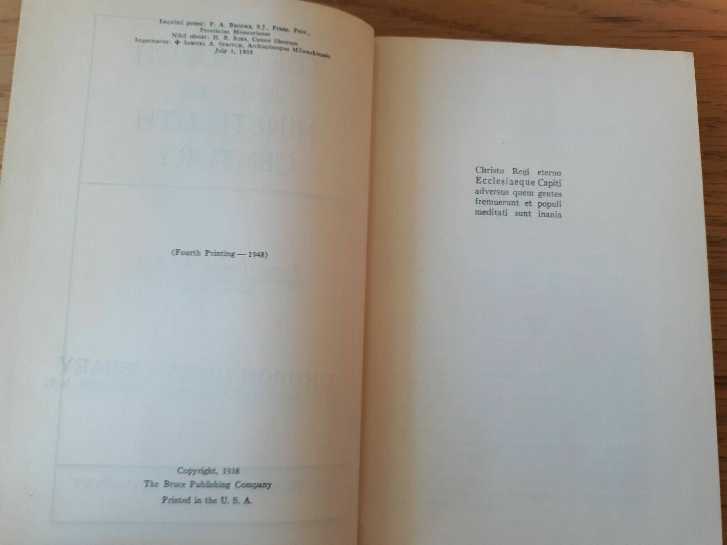 The church and the nineteenth century 1948 Raymond Corrigan Hardcover