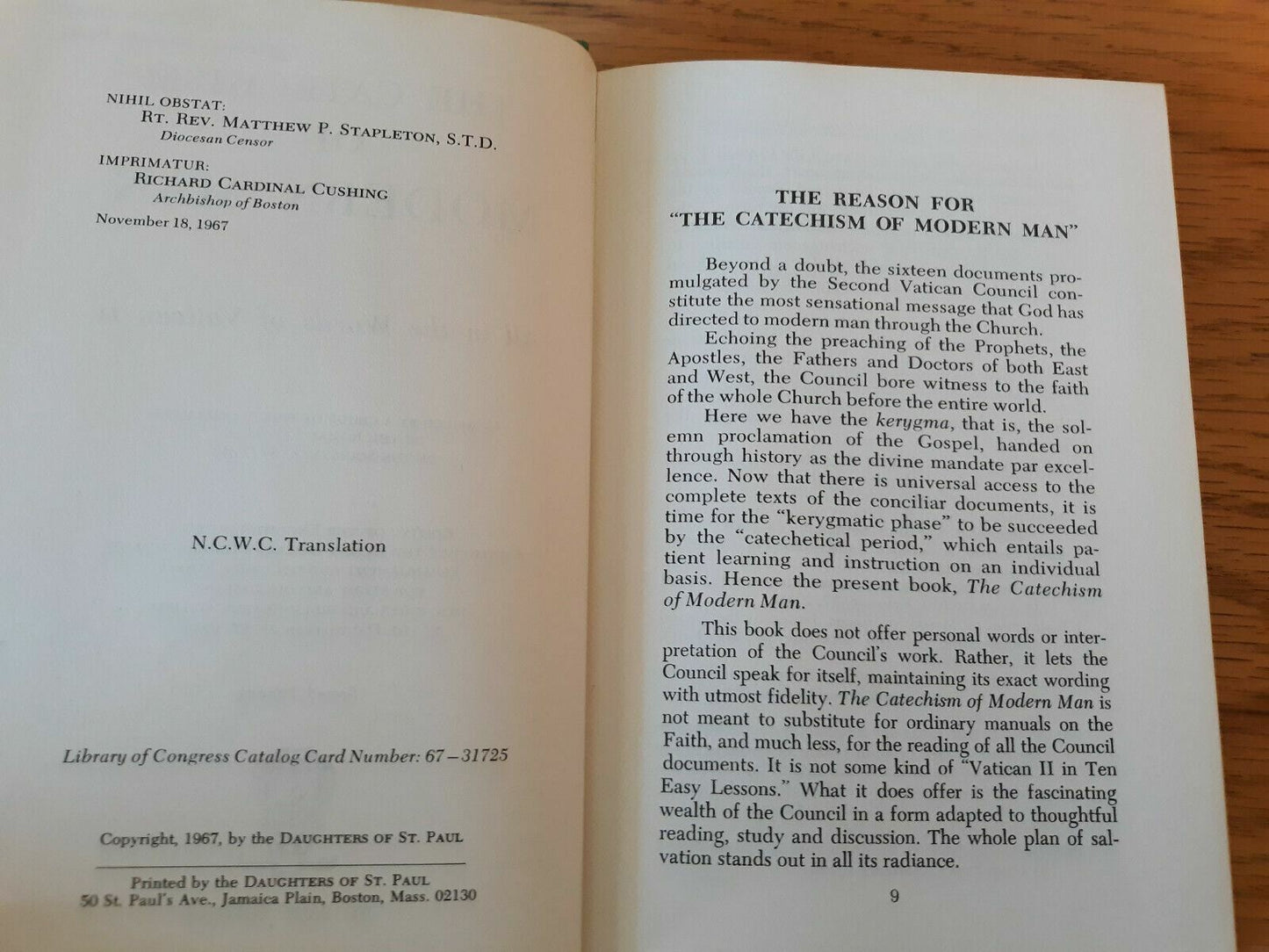The Catechism of Modern Man All in the Words of Vatican II 1967