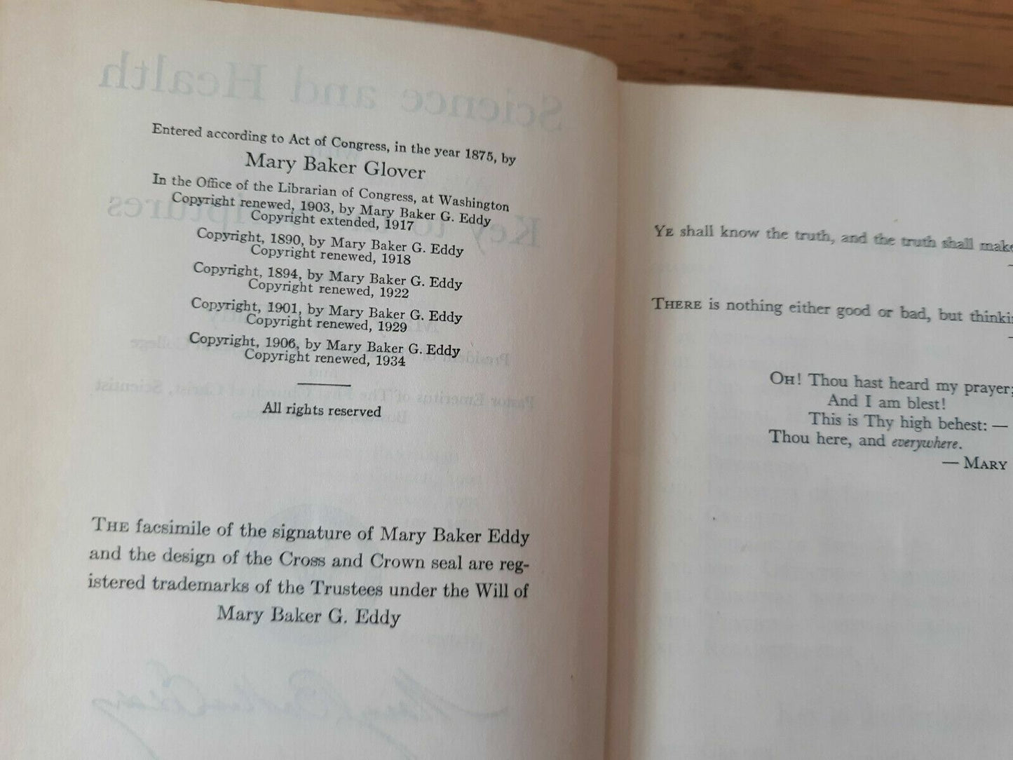 Science and Health with Key to the Scriptures by Mary Baker Eddy Hardcover, 1934