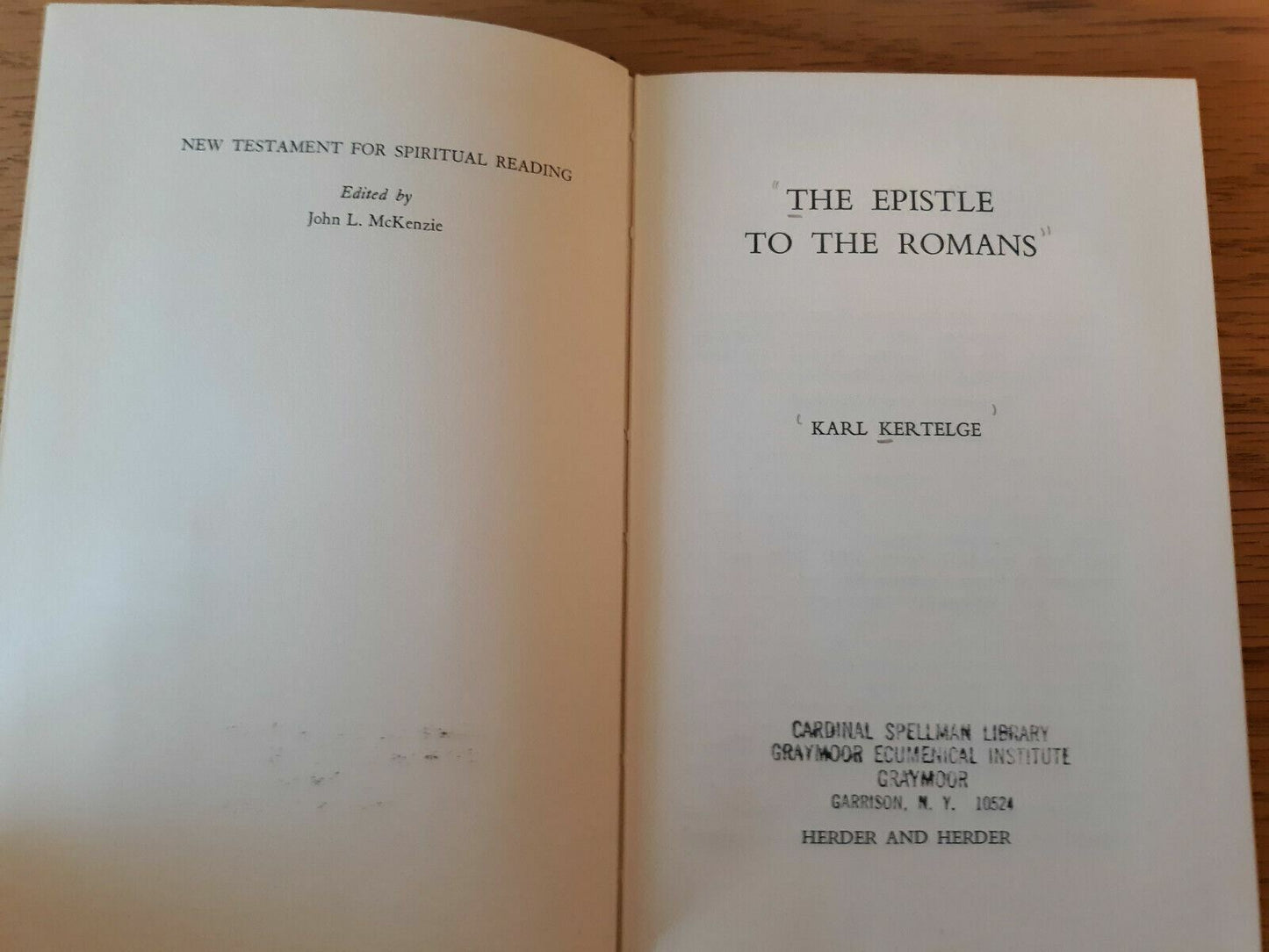 The Epistle to the Romans (New Testament for spiritual reading) 1972