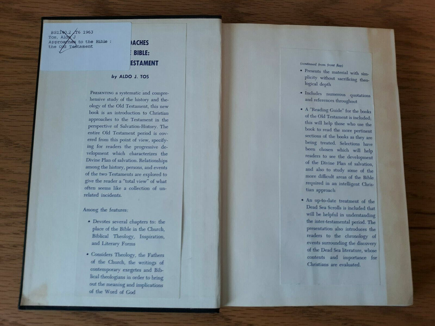Approaches to the Bible: The Old Testament by Aldo Tos 1963