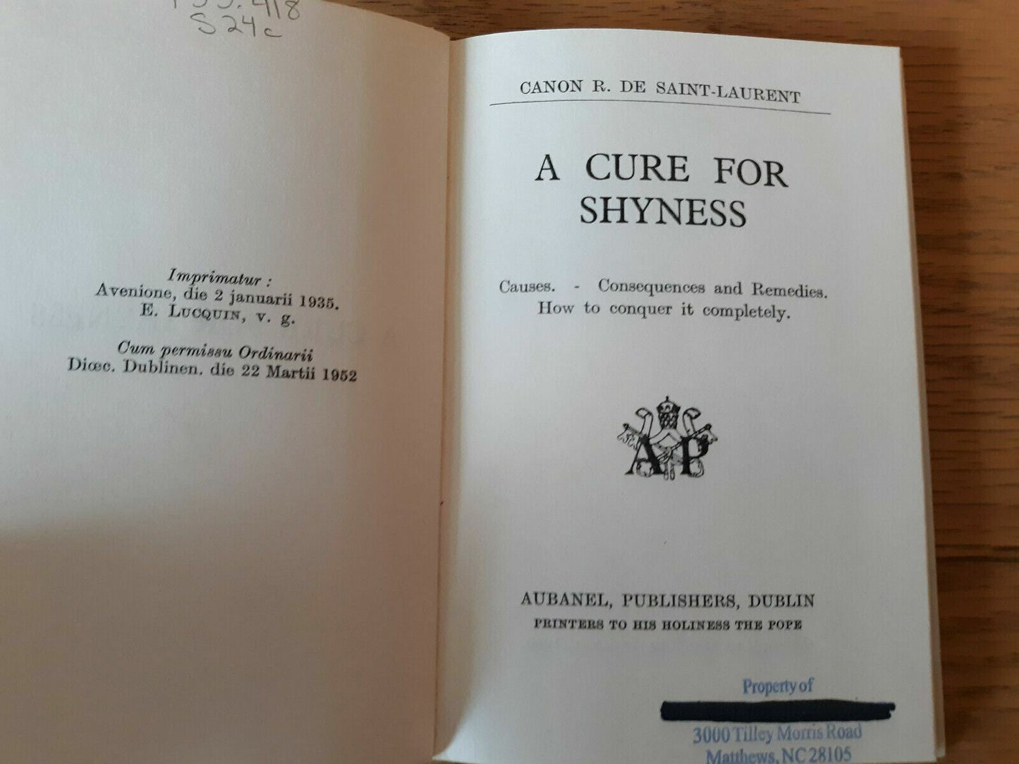A Cure for Shyness De Saint Laurent , Canon R. 1950
