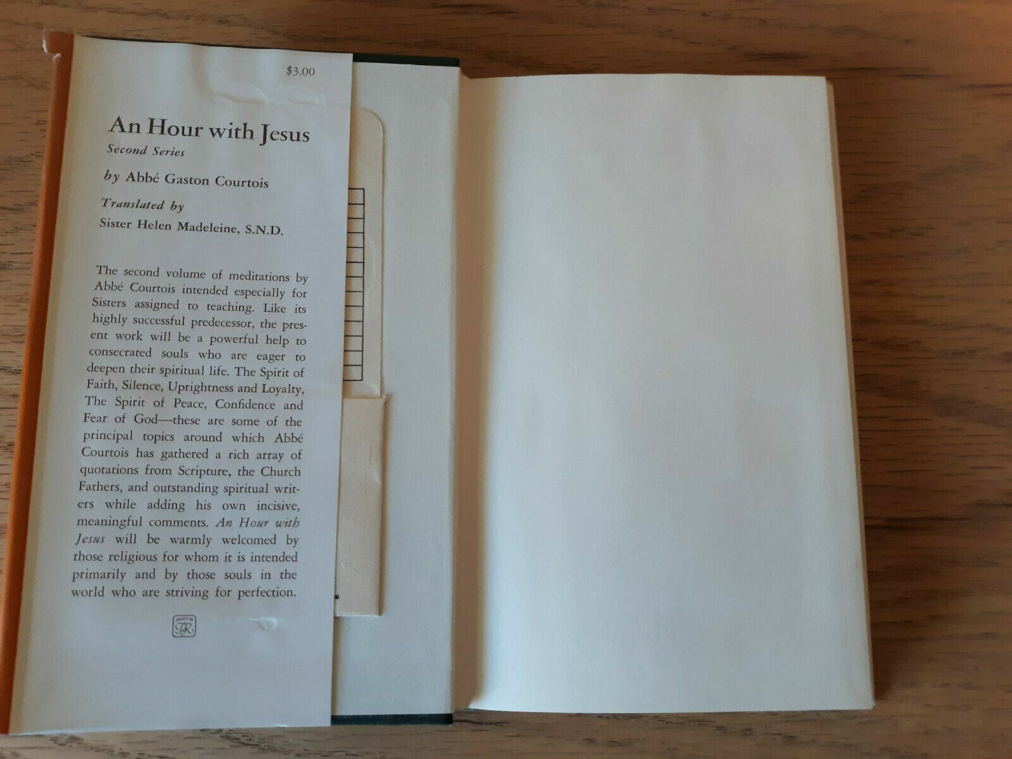 1961 An Hour with Jesus, Abbe Gaston Courtois, Hardcover Dust Jacket