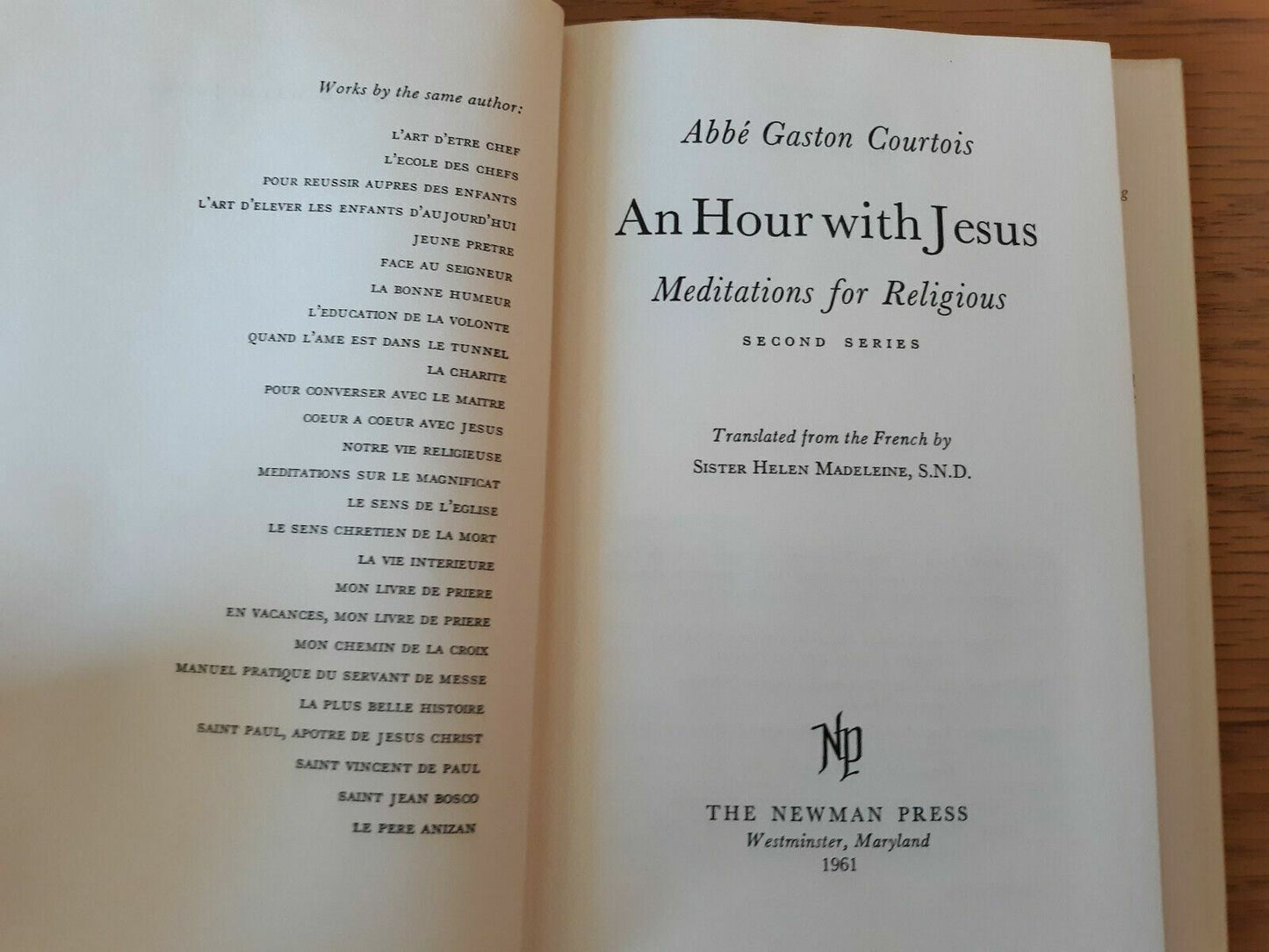 1961 An Hour with Jesus, Abbe Gaston Courtois, Hardcover Dust Jacket