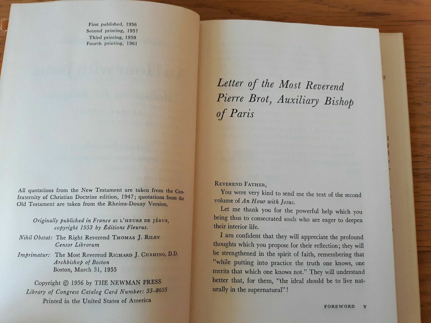 1961 An Hour with Jesus, Abbe Gaston Courtois, Hardcover Dust Jacket