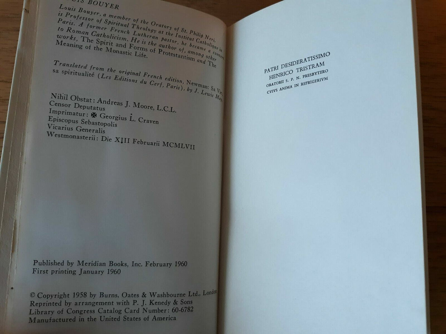 NEWMAN: HIS LIFE AND SPIRITUALITY By Louis Bouyer, Catholic, 1960