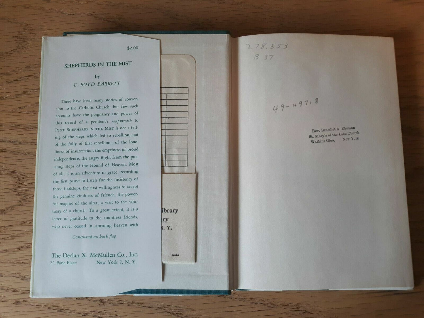 SHEPHERDS IN THE MIST by E. Boyd Barrett - 1949 - 1st ed - Catholic memoir