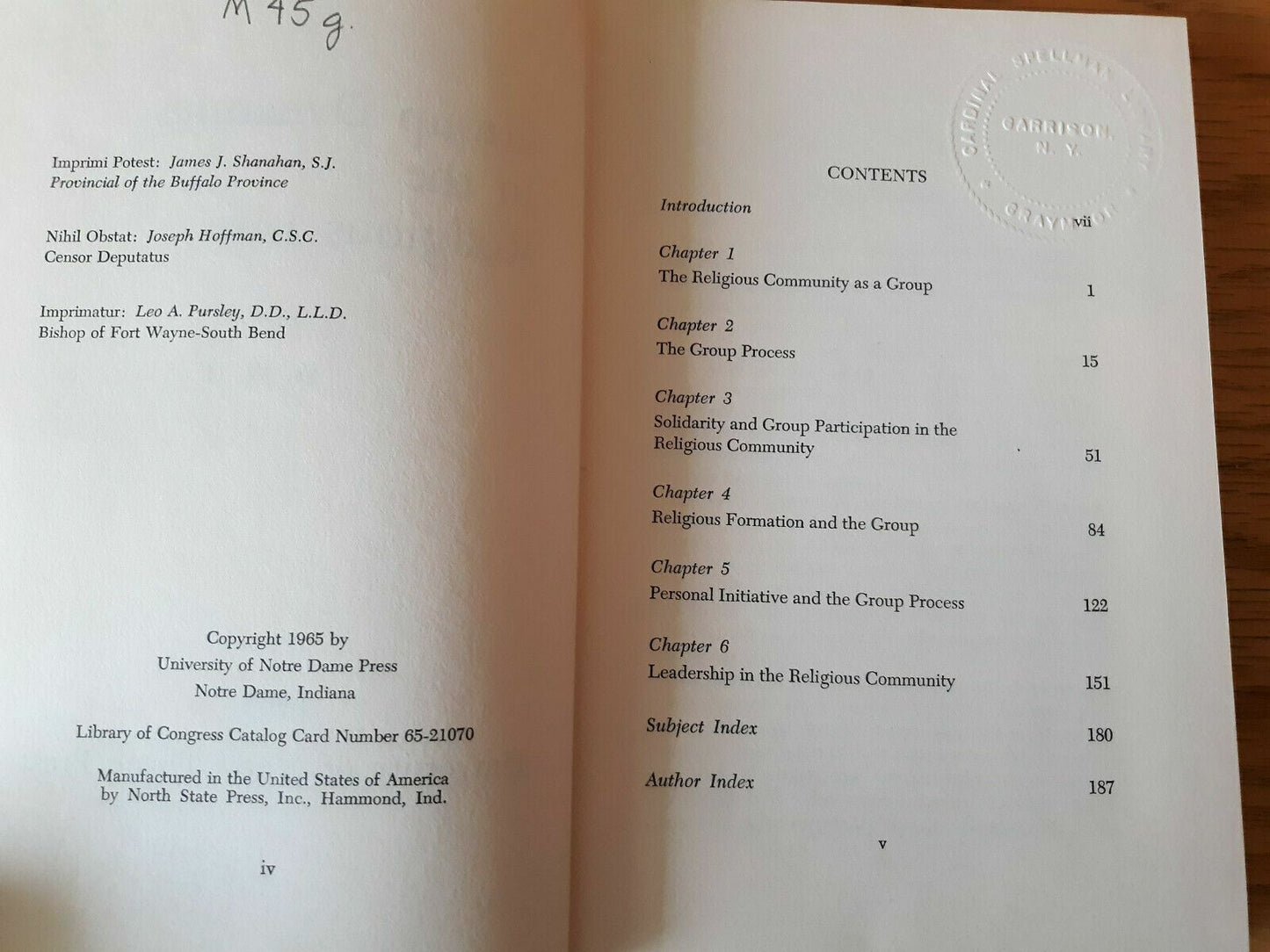 Group Dynamics in the Religious Life by Meissner 1965 First Edition HC/DJ (B)