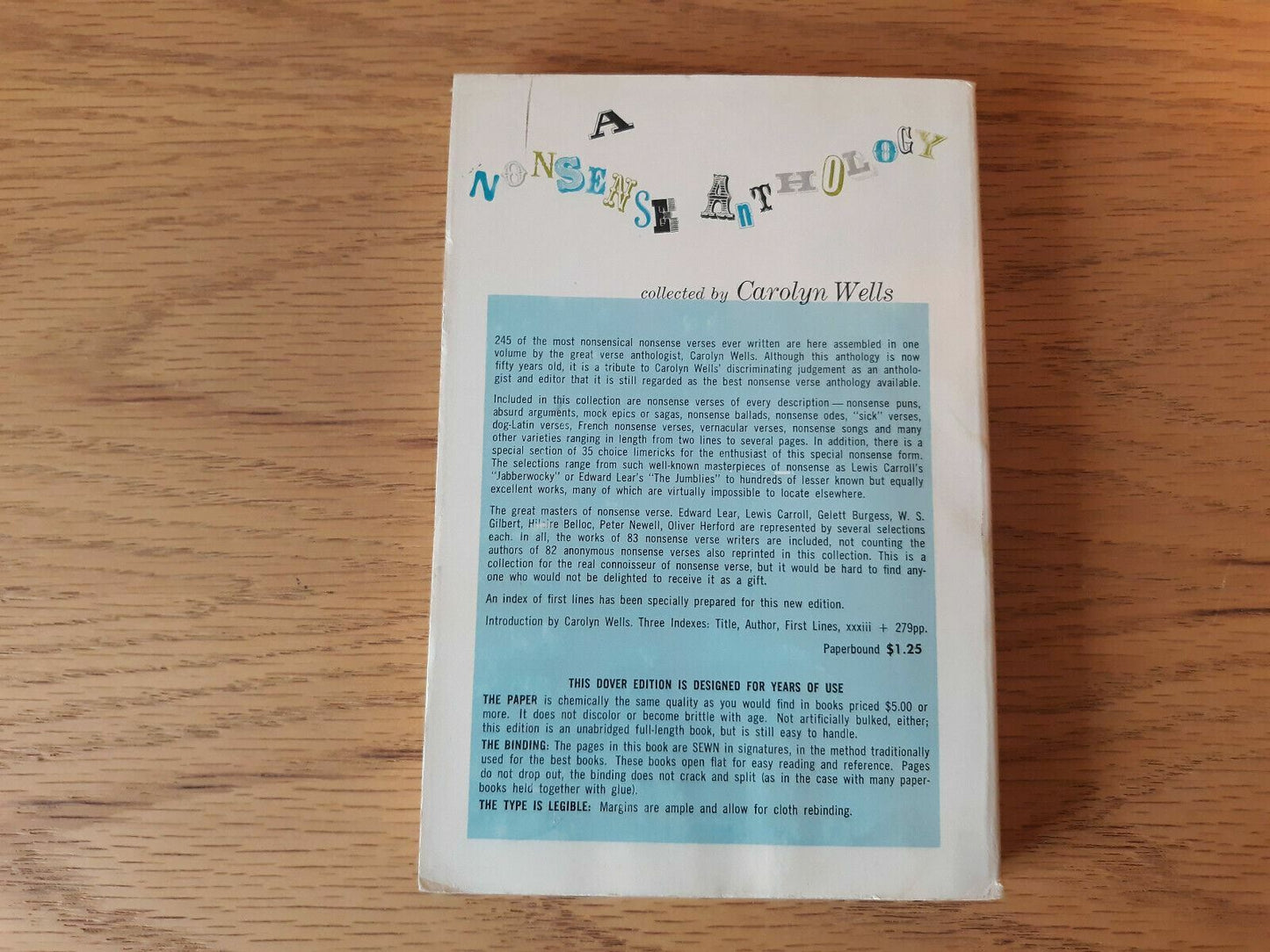 A Nonsense Anthology by Carolyn Wells 1958 Paperback