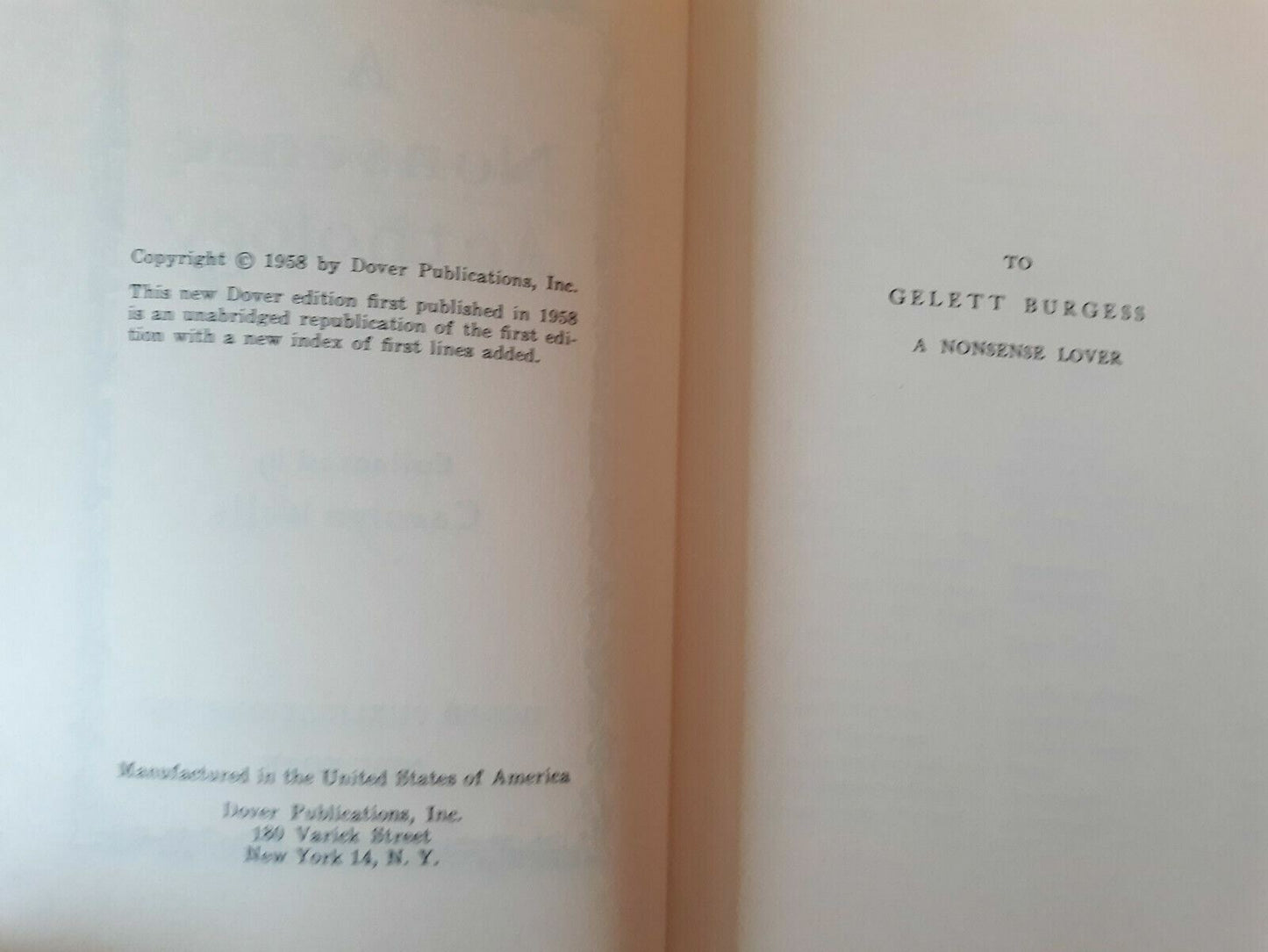A Nonsense Anthology by Carolyn Wells 1958 Paperback