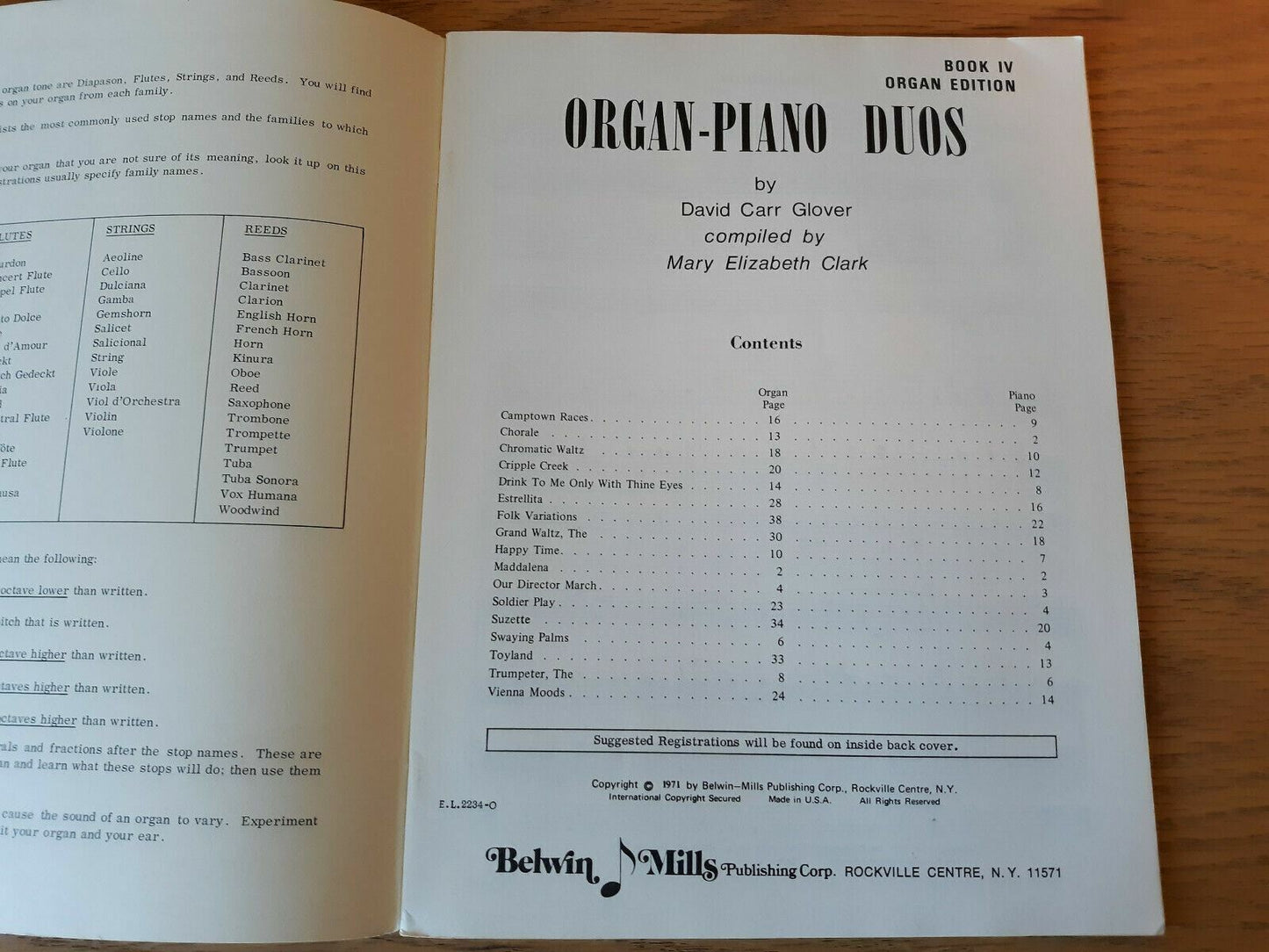 1971 Organ Piano Duos Book Four David Carr Glover