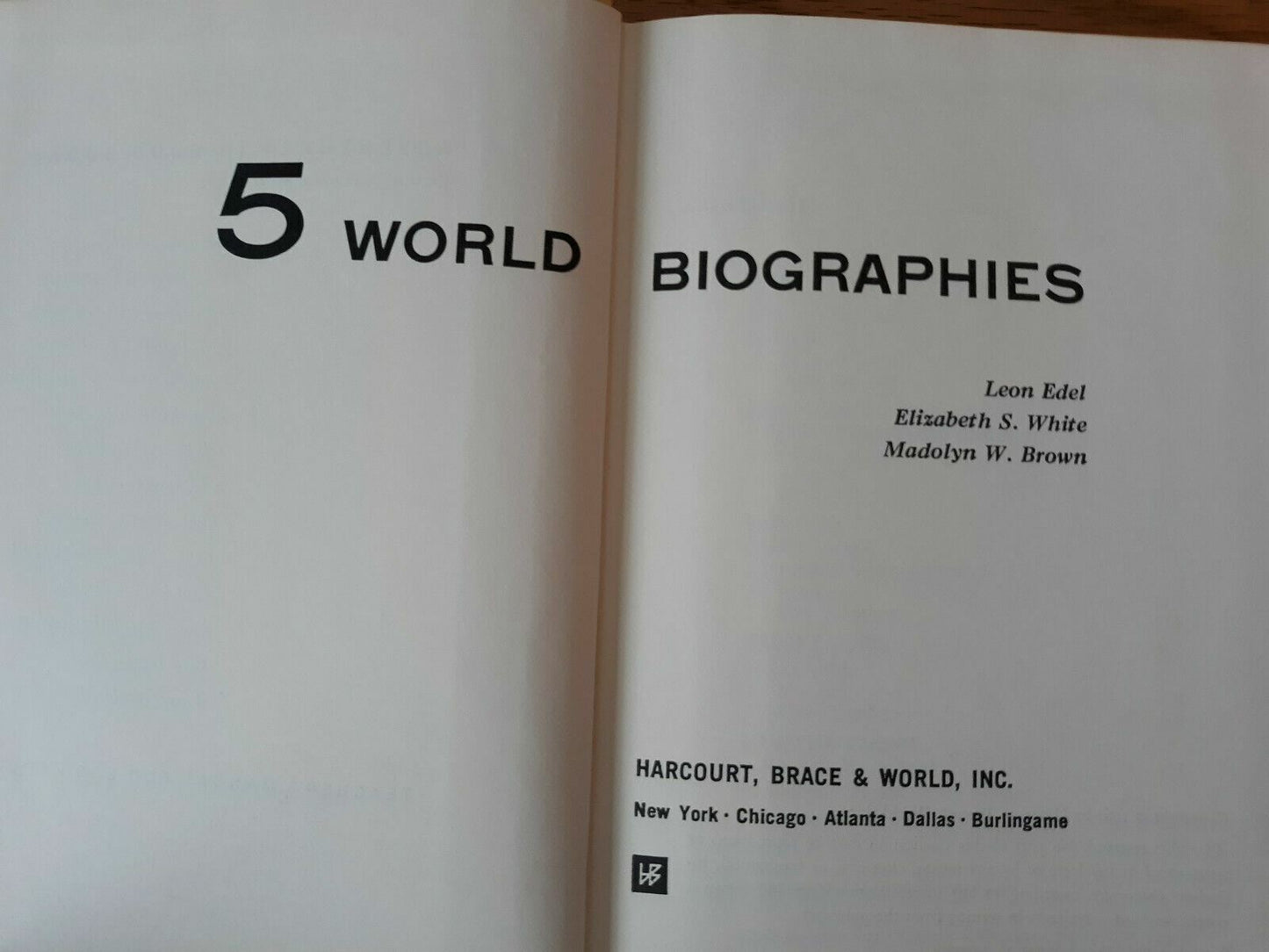 5 World Biographies by Edel White Brown 1961 B