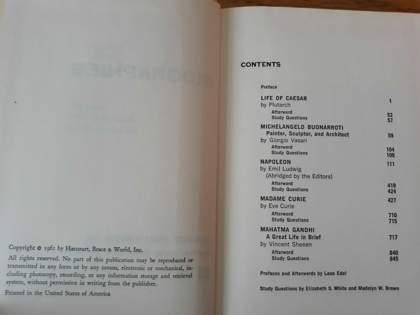 5 World Biographies by Edel White Brown 1961 B