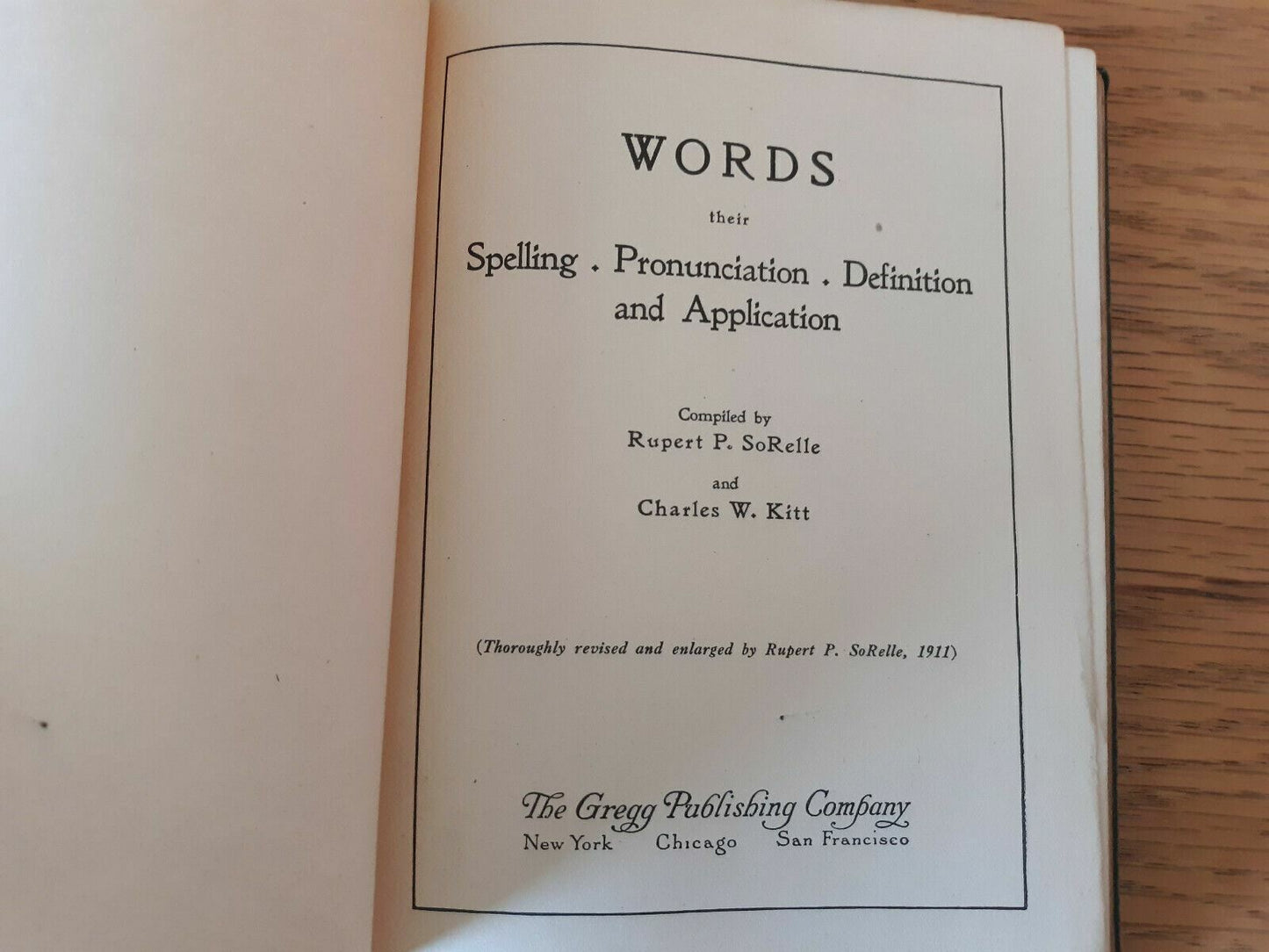 1911 WORDS their Spelling Pronunciation Definition and Application SoRelle/Kitt