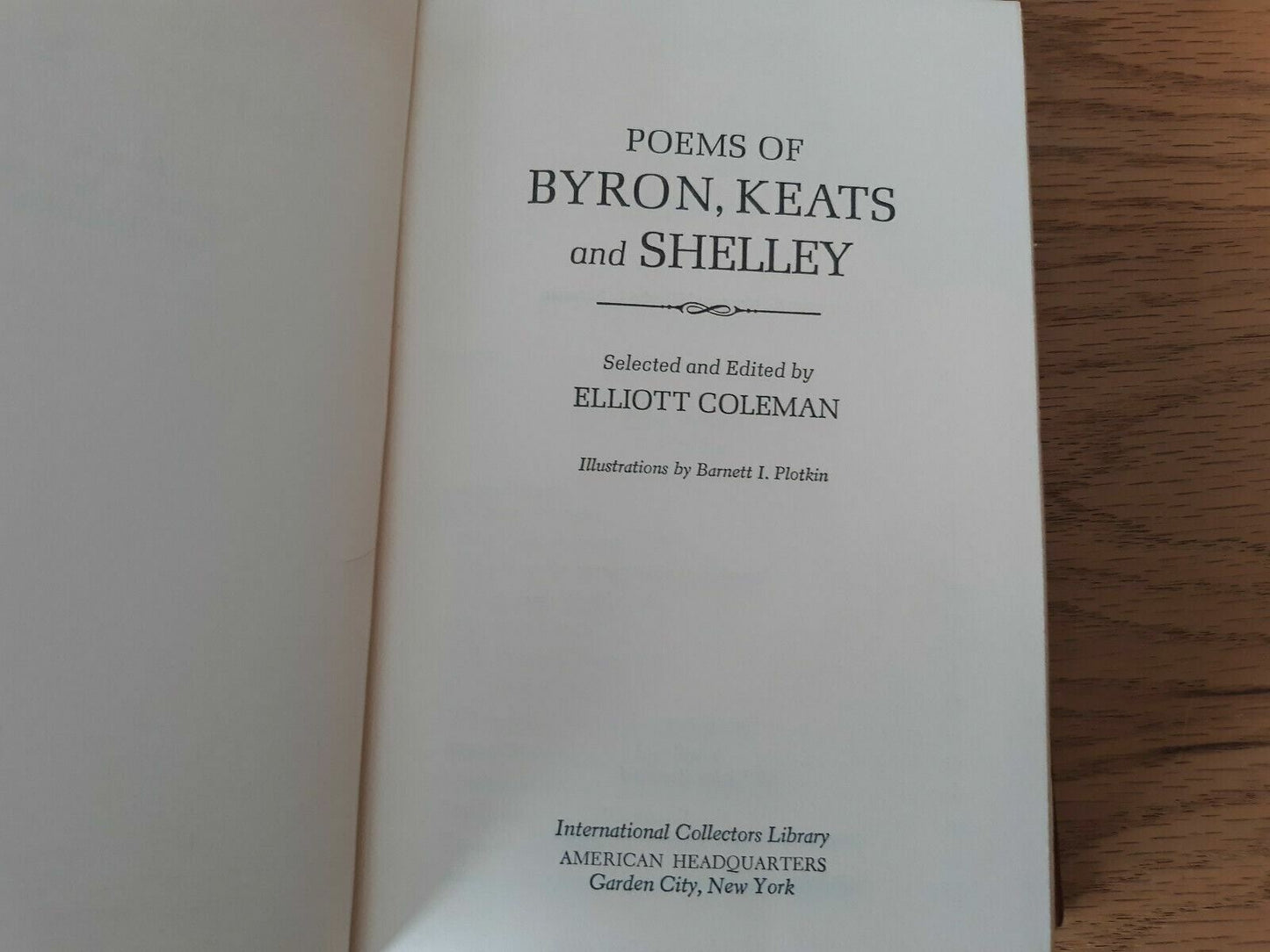 International Collectors POEMS OF BYRON, KEATS AND SHELLEY (1967, Hardcover)
