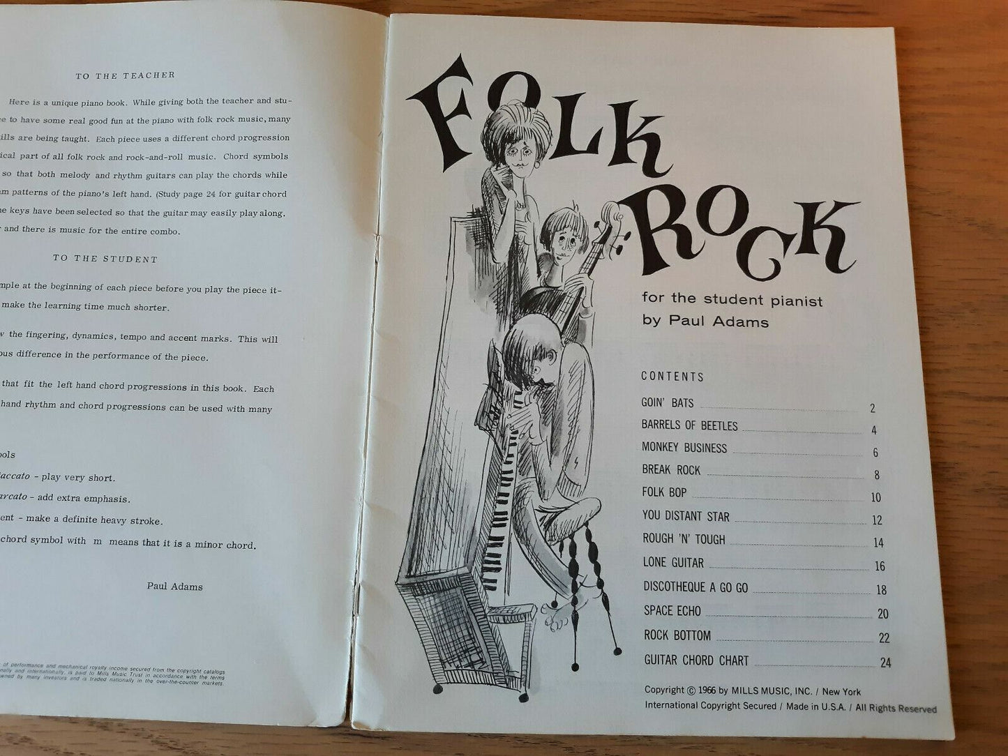 1966 FOLK ROCK by PAUL ADAMS vintage music song book
