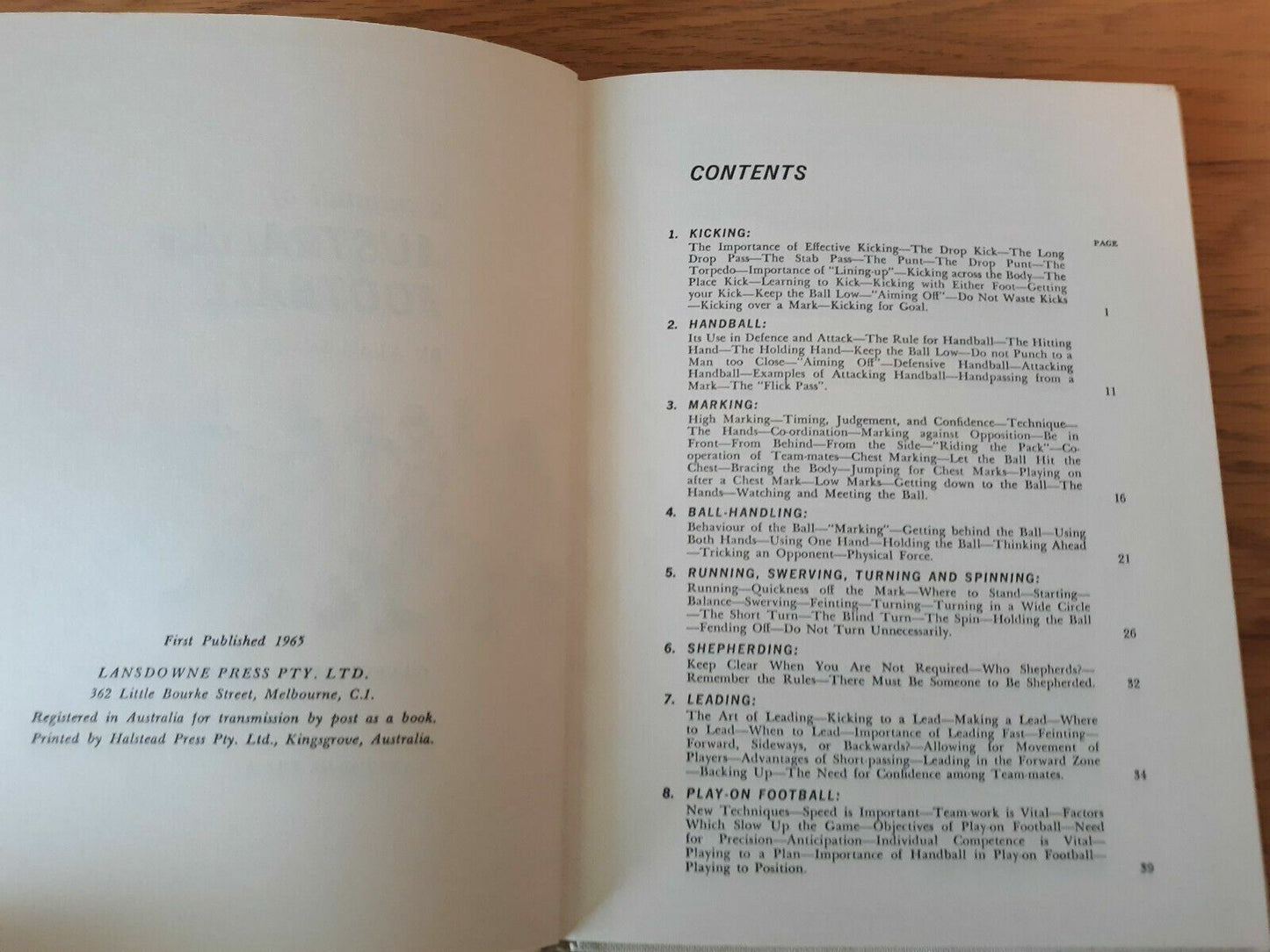 A Manual of Australian Football 1965 by Alan Scott Hardcover 1st Edition