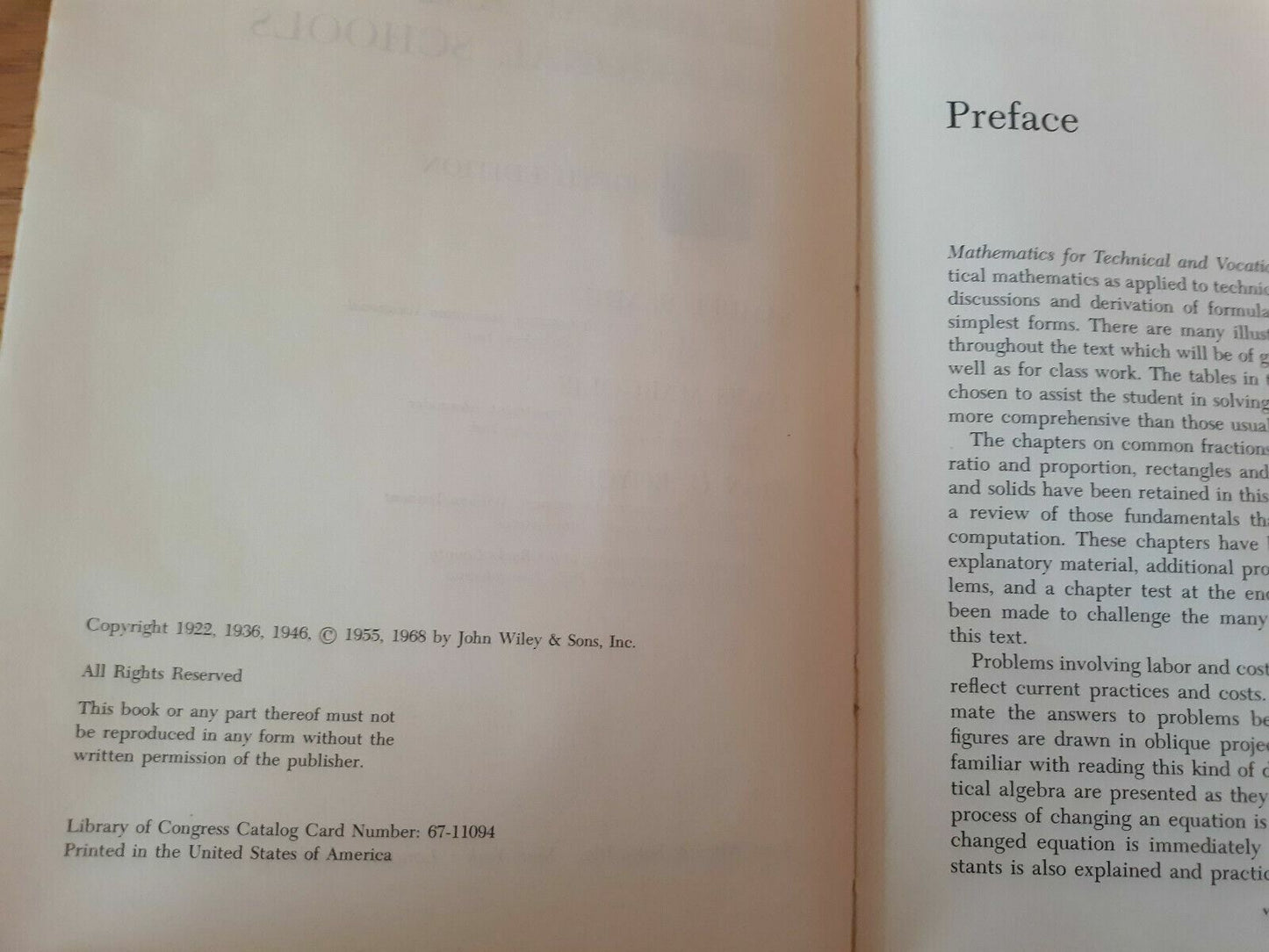 Mathematics for Technical and Vocational Schools 5th Ed by Slade,..... 1968 B