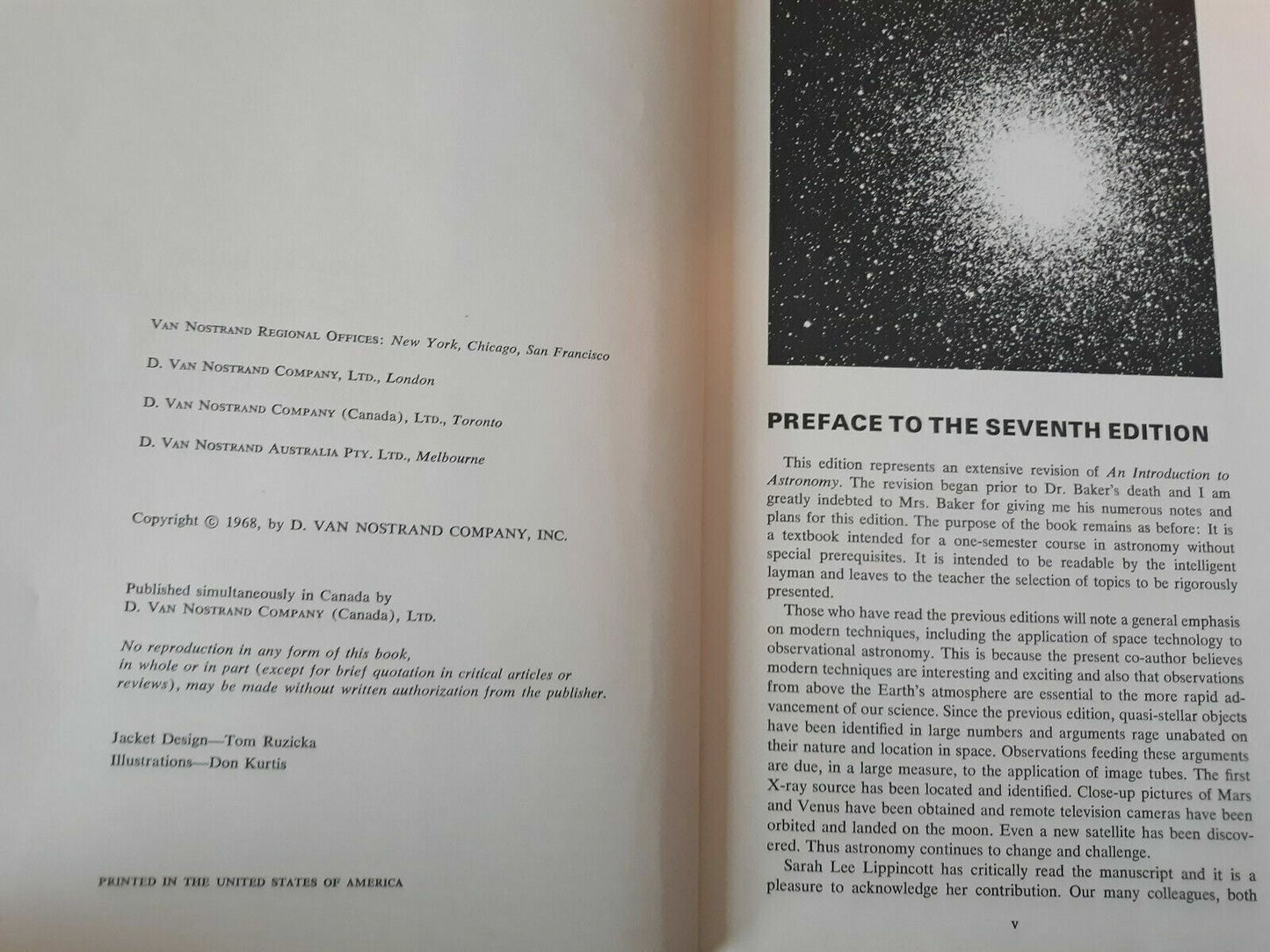 An Introduction to Astronomy Baker and Fredrick 7th Edition Van Nostrand 1968