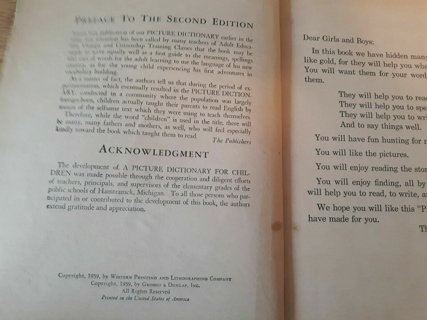 A Picture Dictionary for Children by Watters and Courtis 1939