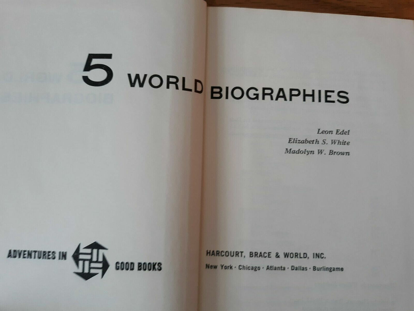 5 World Biographies by Edel White Brown 1961