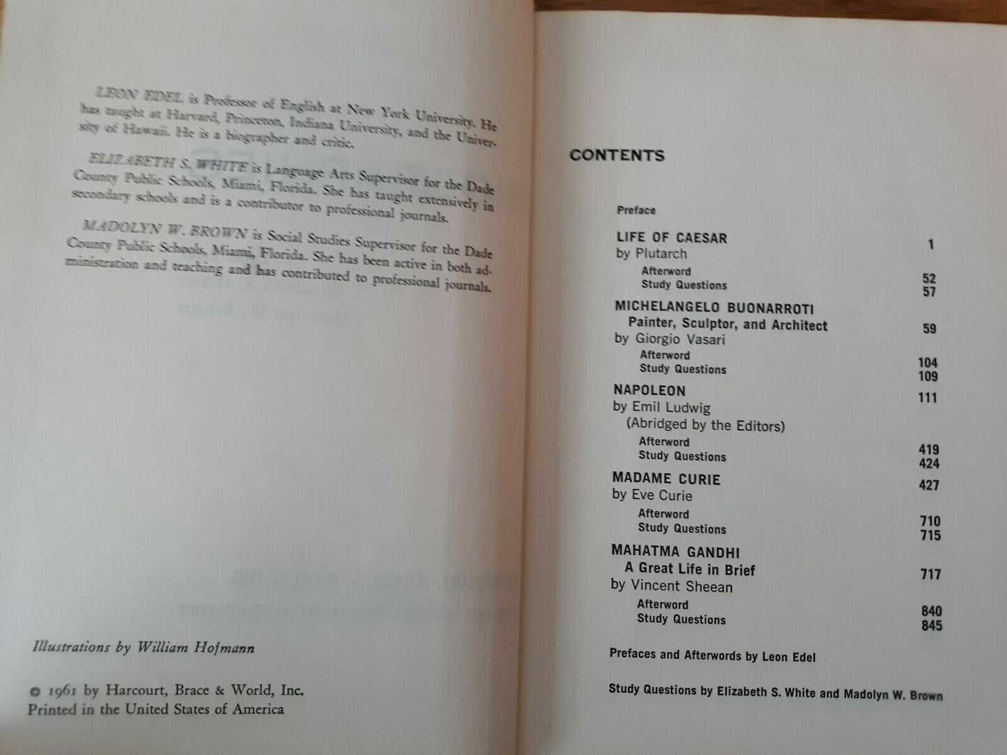 5 World Biographies by Edel White Brown 1961