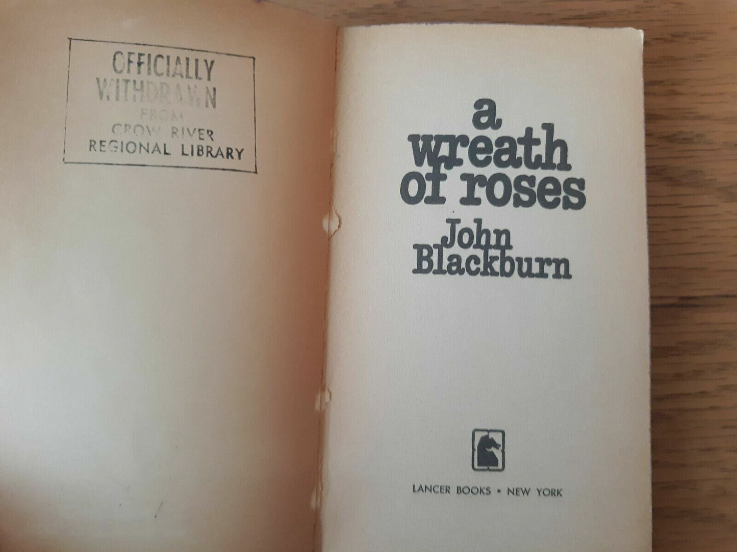 John Blackburn / A Wreath of Roses Lancer Book 1966