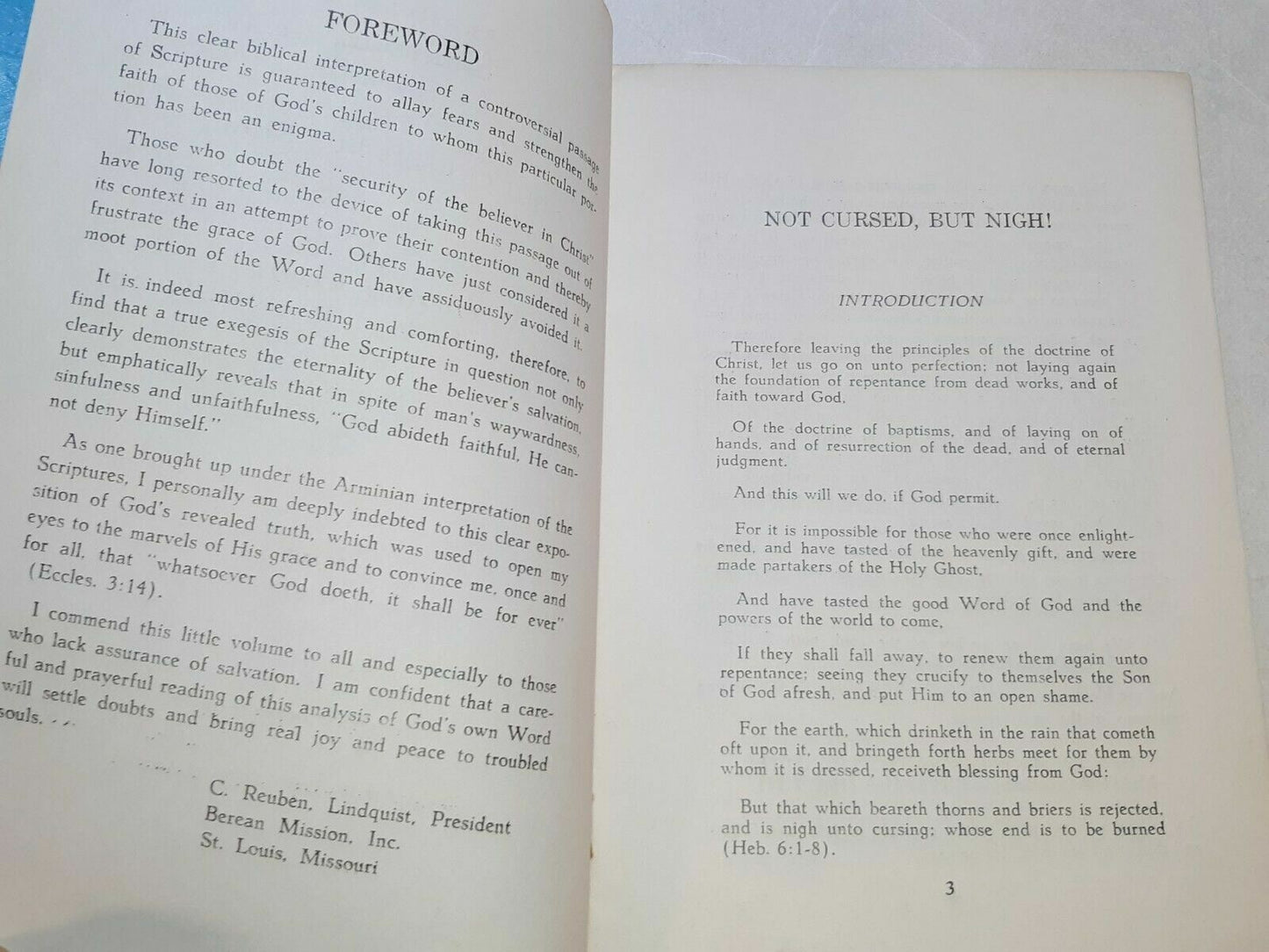 Not Cursed But Nigh Clifton Fowler 1965 Maranatha Press
