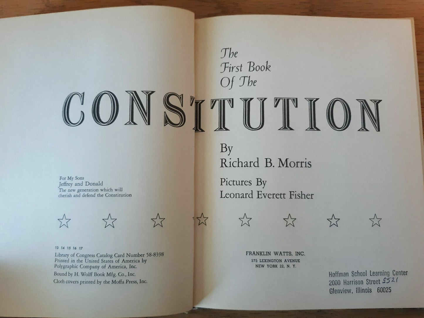 The First Book of the Constitution by Richard B. Morris, Hardcover, 1958
