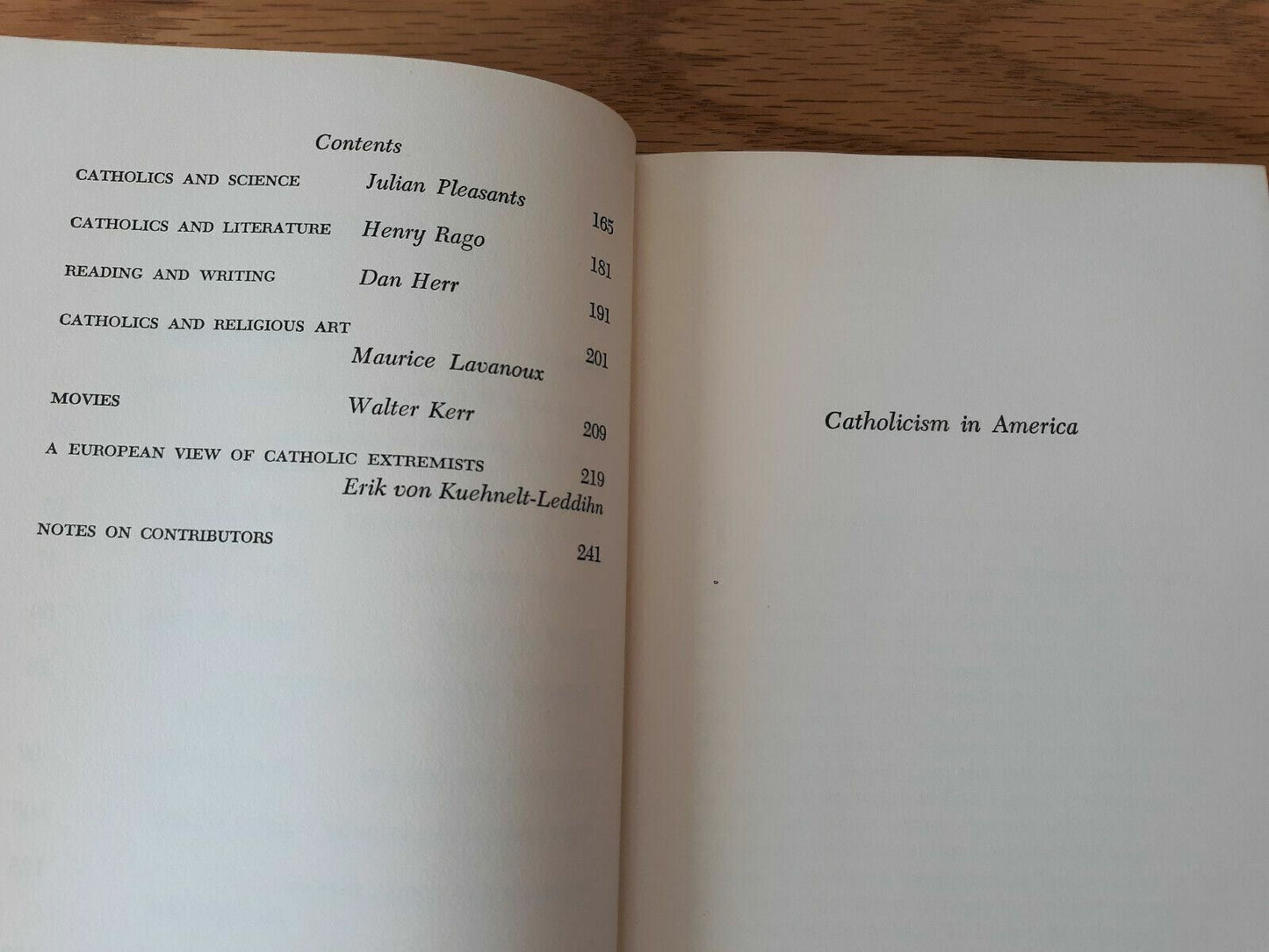 Catholicism in America Series of Articles From The Commonweal 1st Edition 1954